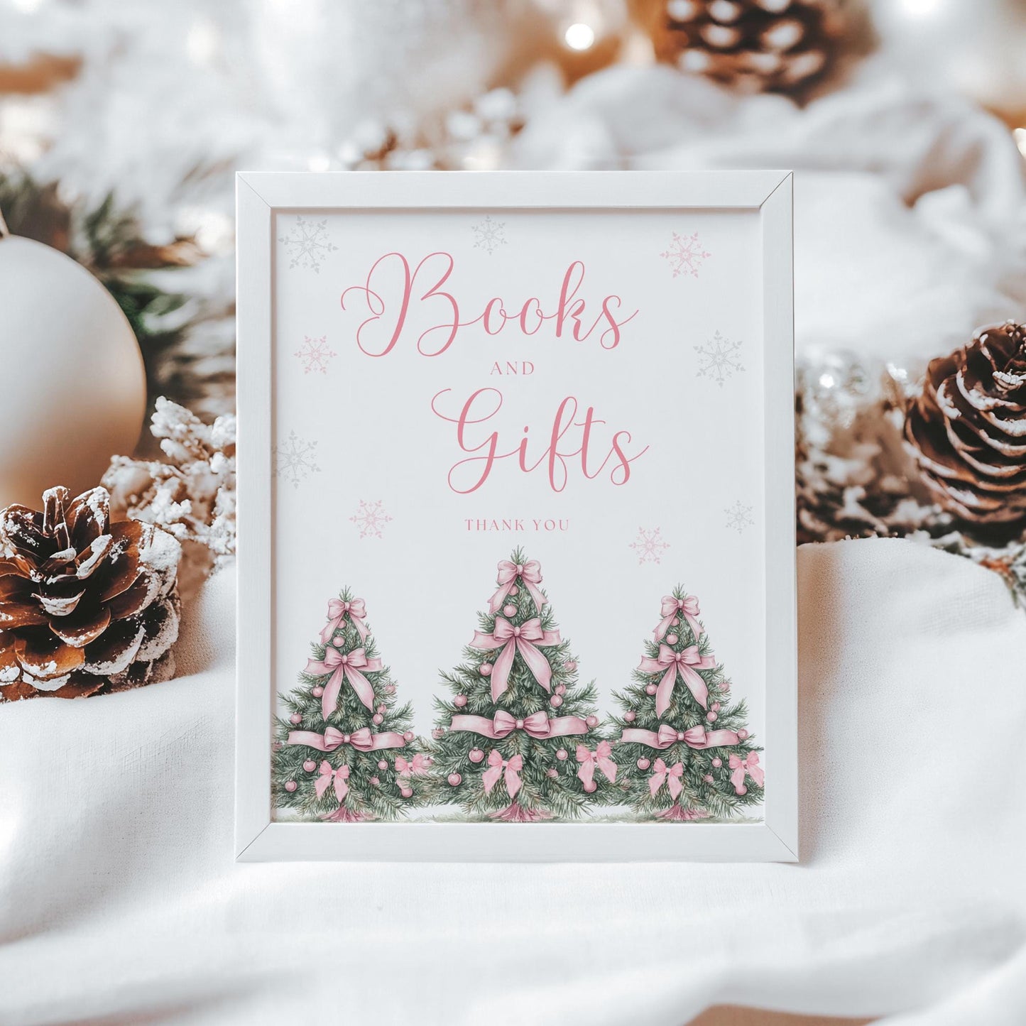 Baby its Cold Outside Baby Shower Sign Bundle Pink Winter Baby Shower Table Sign Snowflake Shower decor Girl Baby Shower Editable template