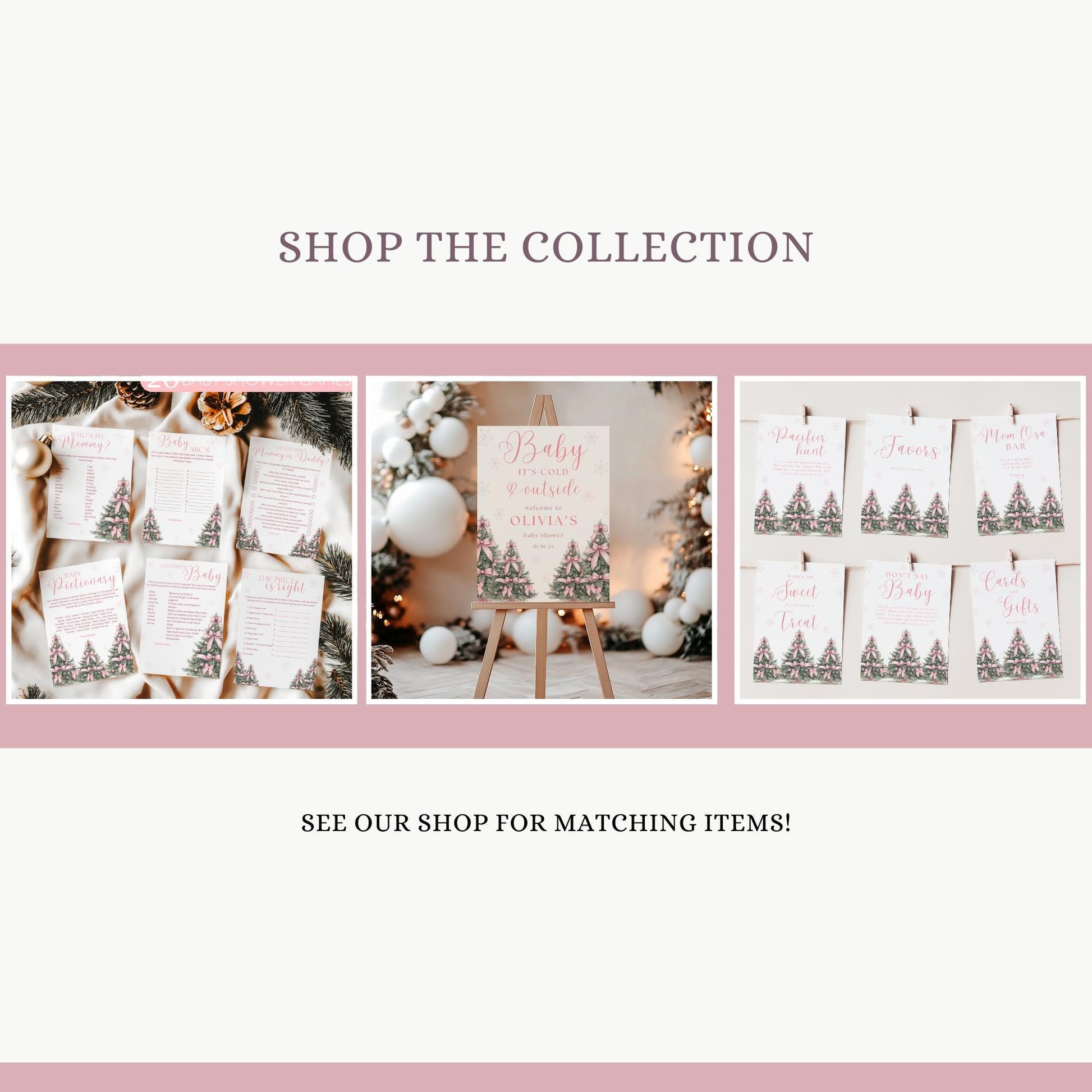 Pink Winter Wonderland Baby Shower Guess the Due Date Sign Editable Baby Shower Game Pink Bow Baby its Cold Outside Baby Shower Games Snow