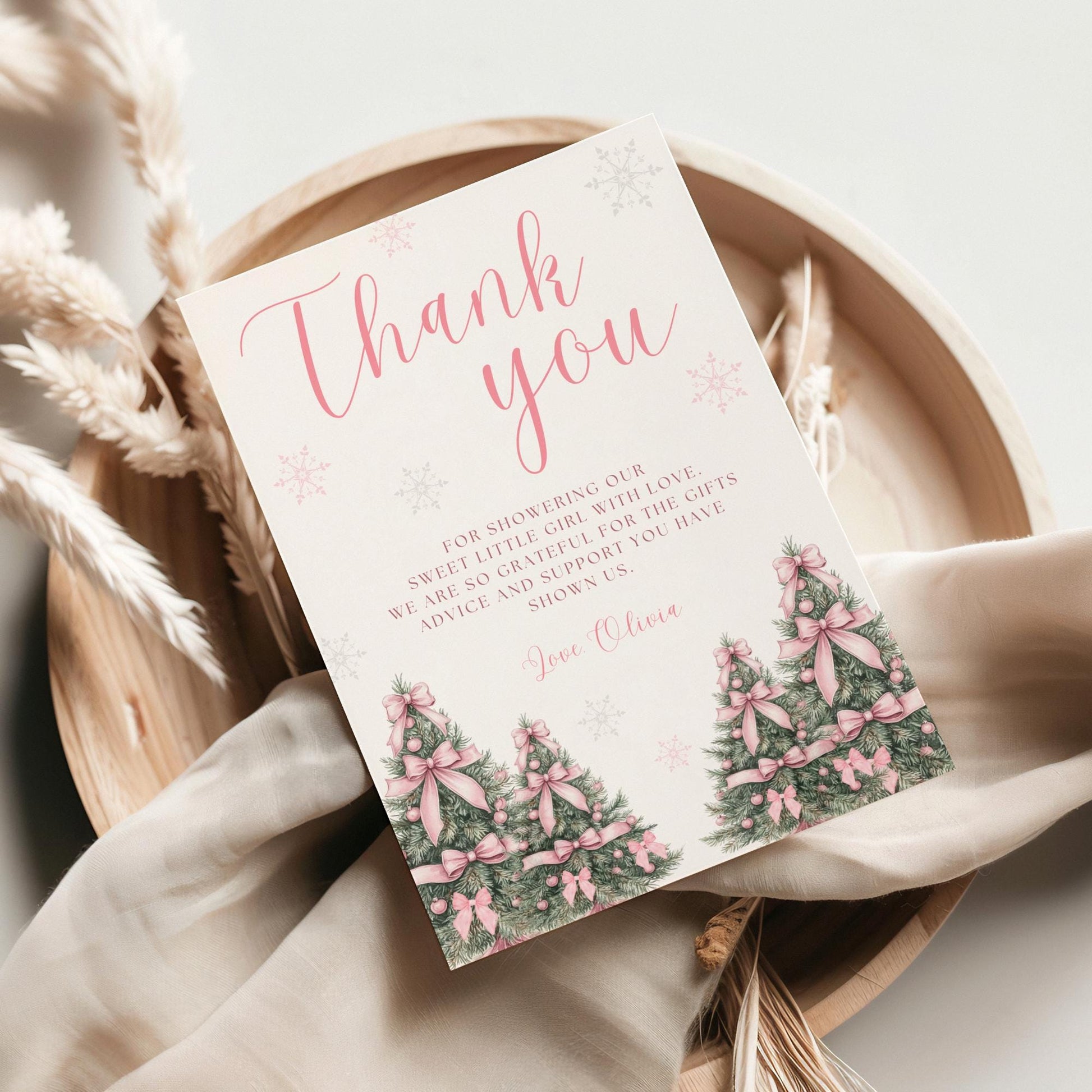 Pink Baby It's Cold Outside baby shower thank you card Winter Wonderland baby shower thank you tag A little snowflake on the way Favor tag