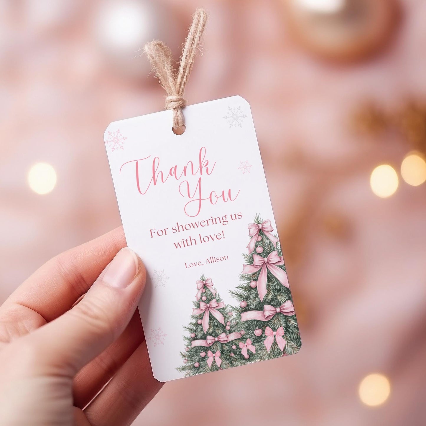 Pink Winter Wonderland Baby Shower Favor Tag Baby its cold Outside Baby Shower Gift Tag Snowflake Tags Pink Bow Girl Baby Shower Printable