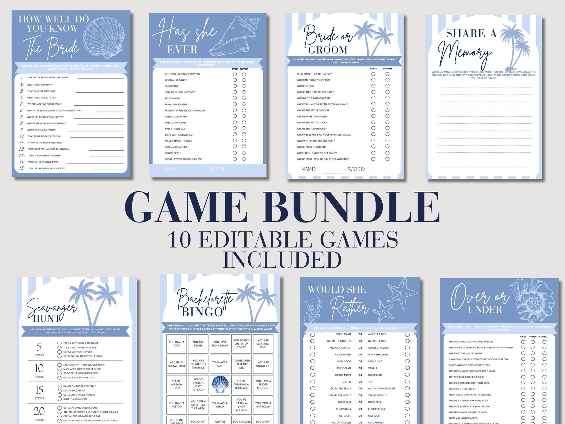 Last Toast on the Coast Bachelorette Party Games Coastal Bachelorette Printable Bridal Party Party Games Coastal Cowgirl Beach bach