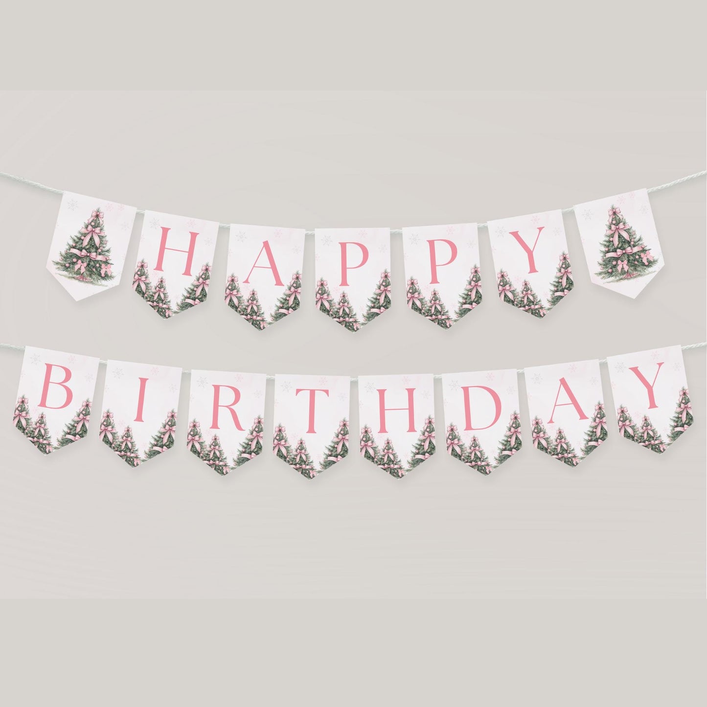 Winter ONEderland Birthday Banner Pink Christmas Girl 1st Birthday Sign First ONEderland Party with Pink Bows Holiday Birthday Snowflake