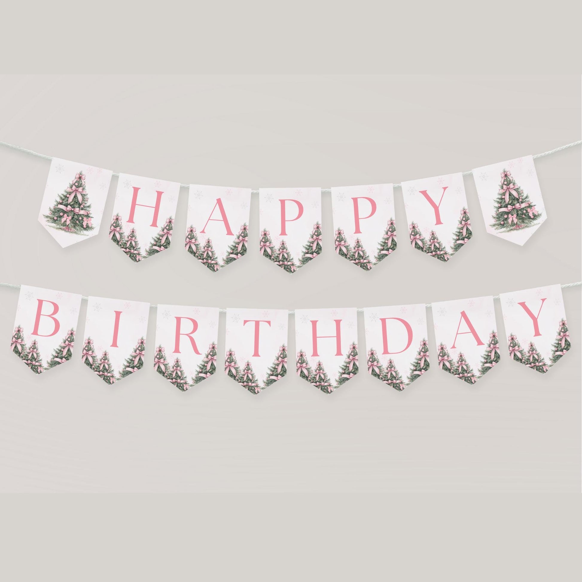 Winter ONEderland Birthday Banner Pink Christmas Girl 1st Birthday Sign First ONEderland Party with Pink Bows Holiday Birthday Snowflake