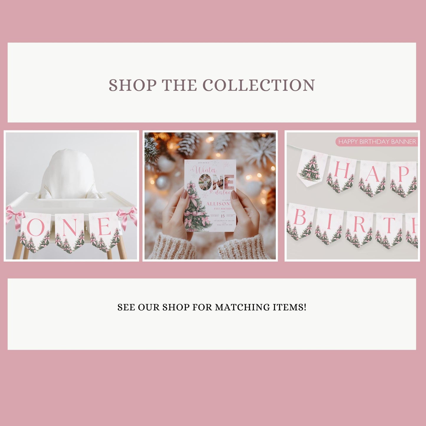 Winter ONEderland Birthday Cupcake Topper Pink Bow Winter Wonderland First Birthday Cake Decor Girl 1st Party Snowflake Oh what fun One