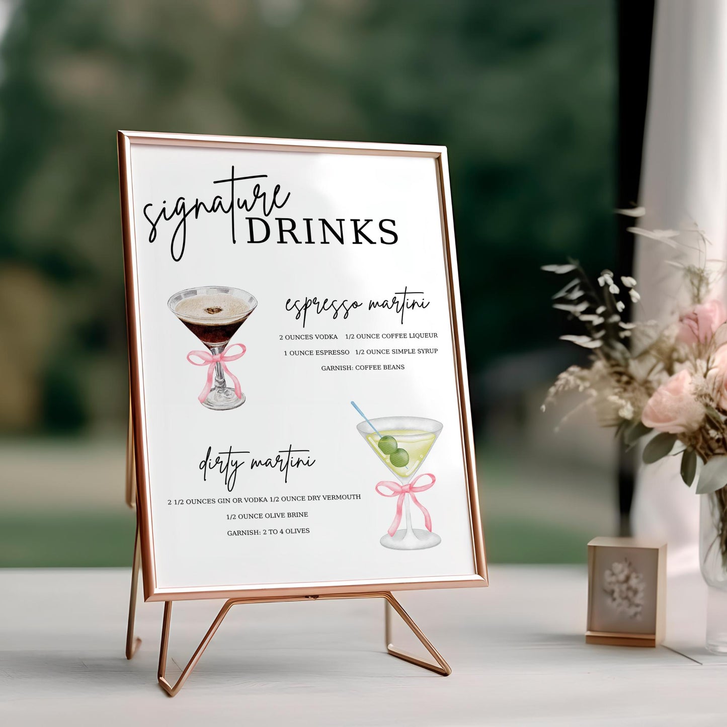 Espresso Martini Signature Drink Template - Custom Bar Sign - Printable Wedding Decor - DIY Editable Design