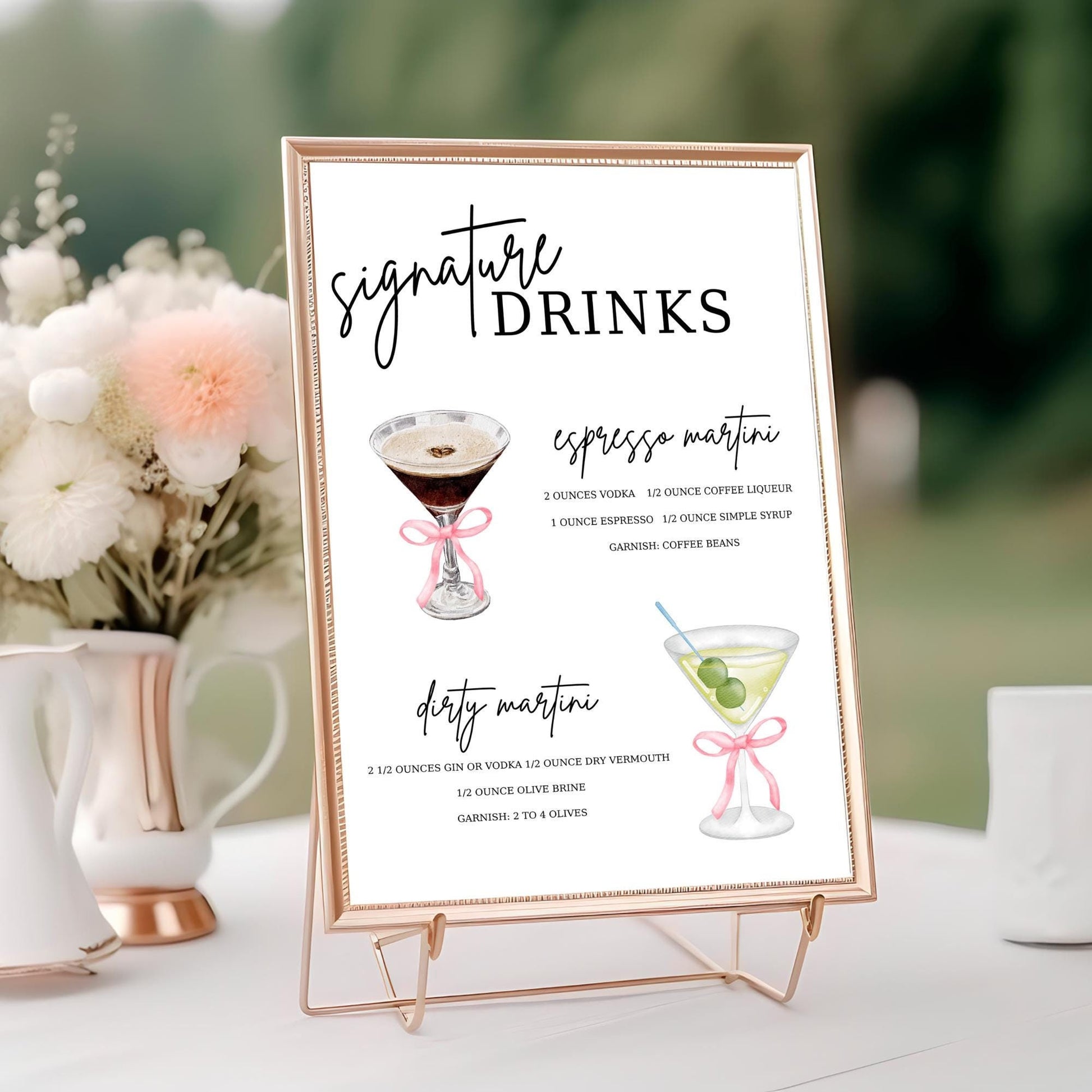 Signature Cocktail, Signature Drink Sign, Wedding Bar Sign, Bar Menu Sign, Wedding Bar Menu, Wedding Cocktails, His And Hers Drinks, Drink Sign Wedding, Watercolor Cocktail, Bar Menu Template, Signature Drink Menu, Open Bar Sign, Modern Wedding Drink