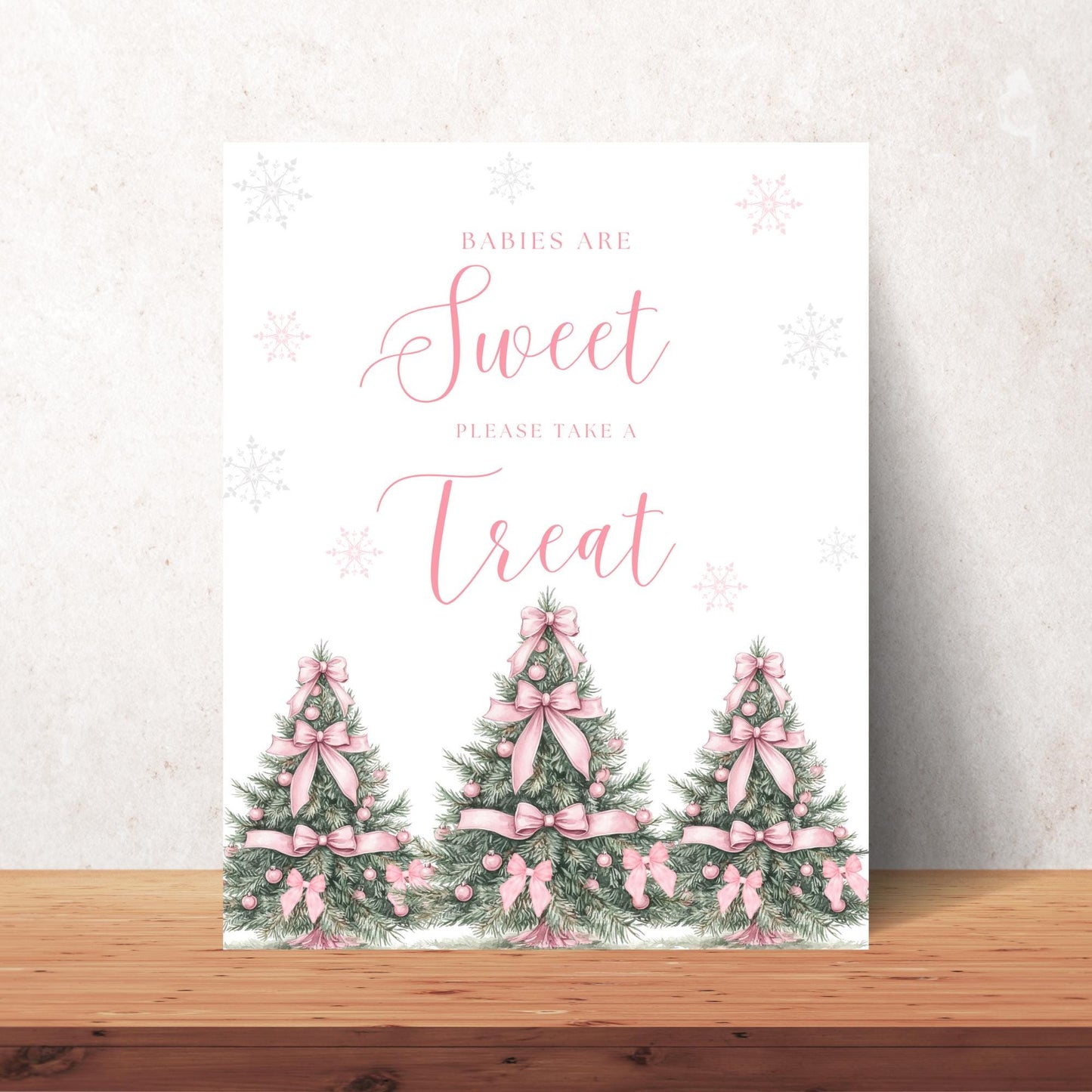 Baby its Cold Outside Baby Shower Sign Bundle Pink Winter Baby Shower Table Sign Snowflake Shower decor Girl Baby Shower Editable template