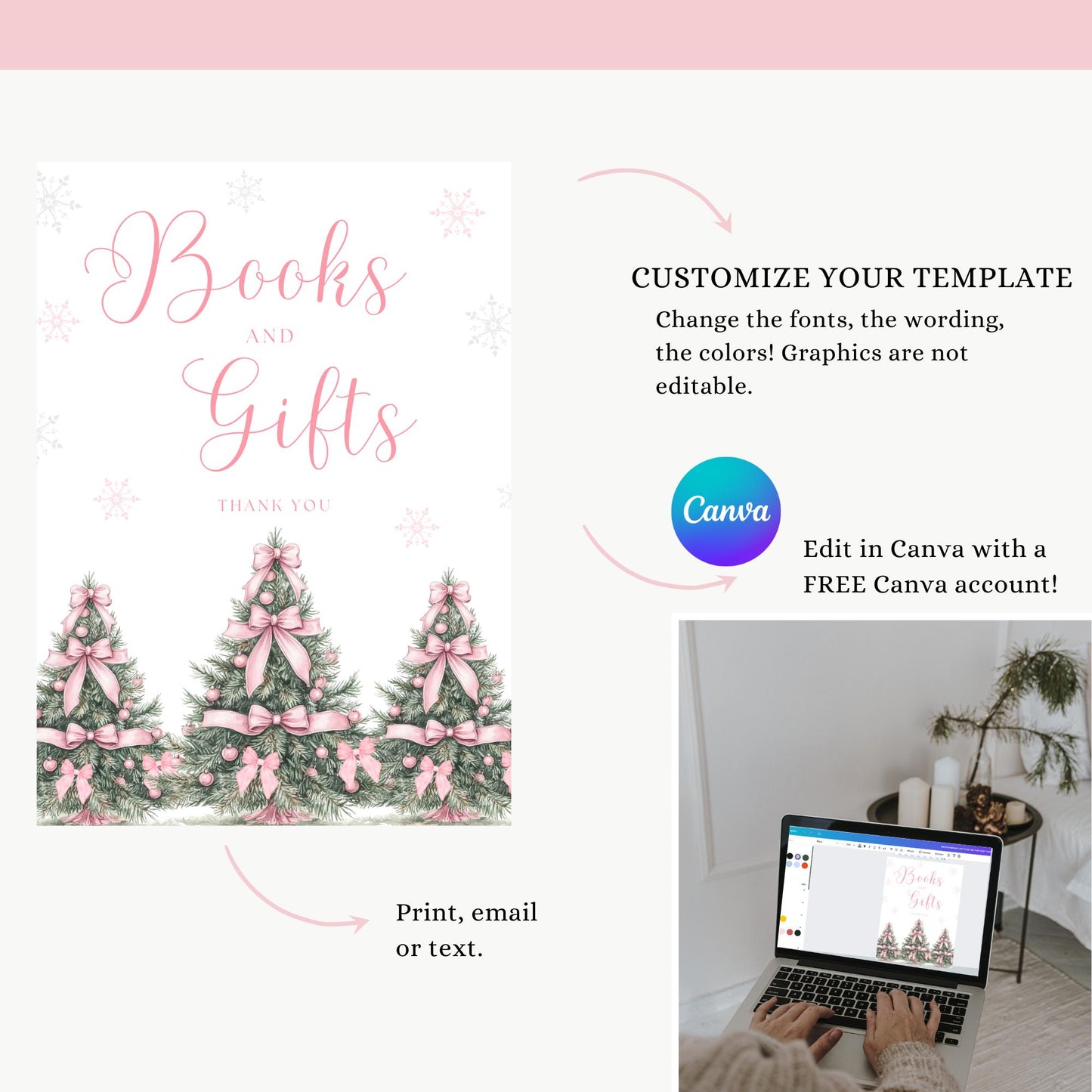 Baby its Cold Outside Baby Shower Sign Bundle Pink Winter Baby Shower Table Sign Snowflake Shower decor Girl Baby Shower Editable template