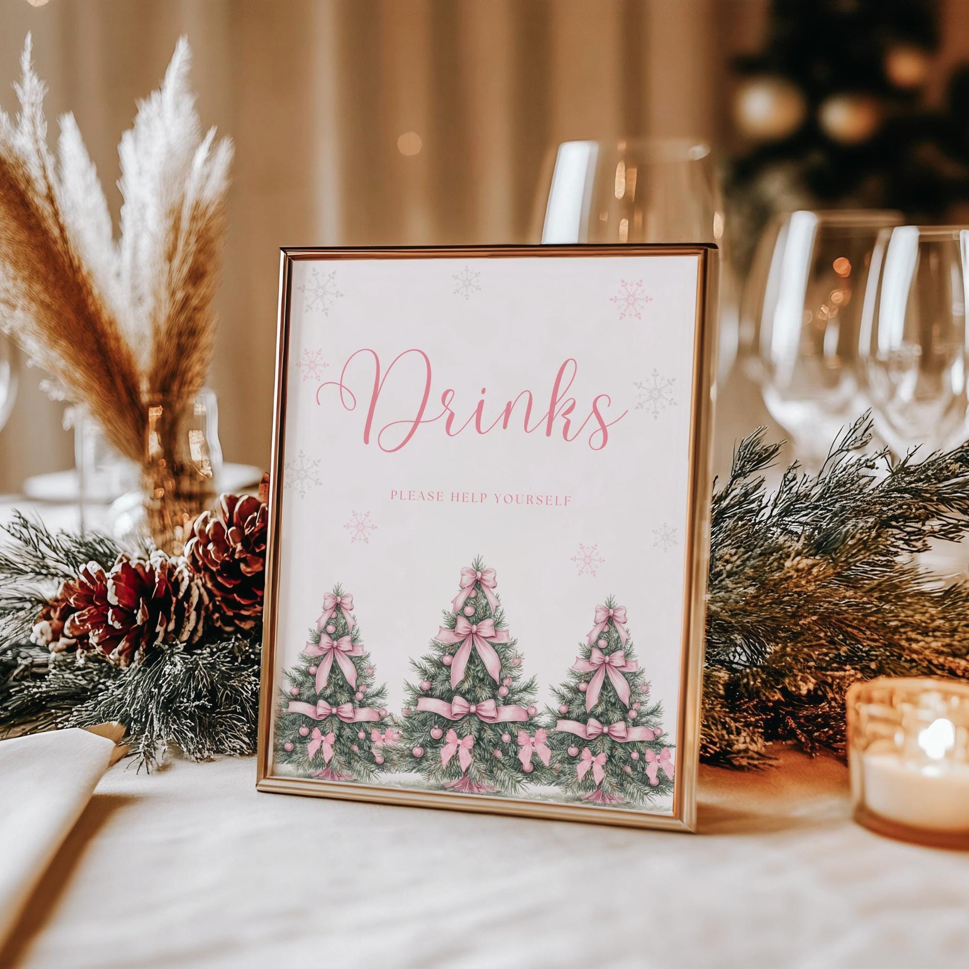 Baby its Cold Outside Baby Shower Sign Bundle Pink Winter Baby Shower Table Sign Snowflake Shower decor Girl Baby Shower Editable template