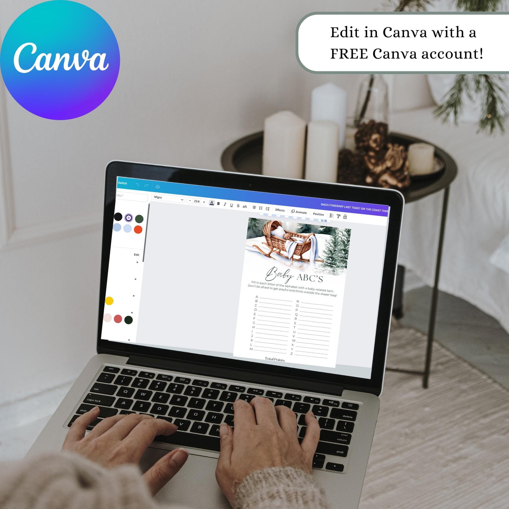 Teddy Bear Snowflake Winter Baby Shower Games - Fully Editable - Perfect for Girls - Instant Download