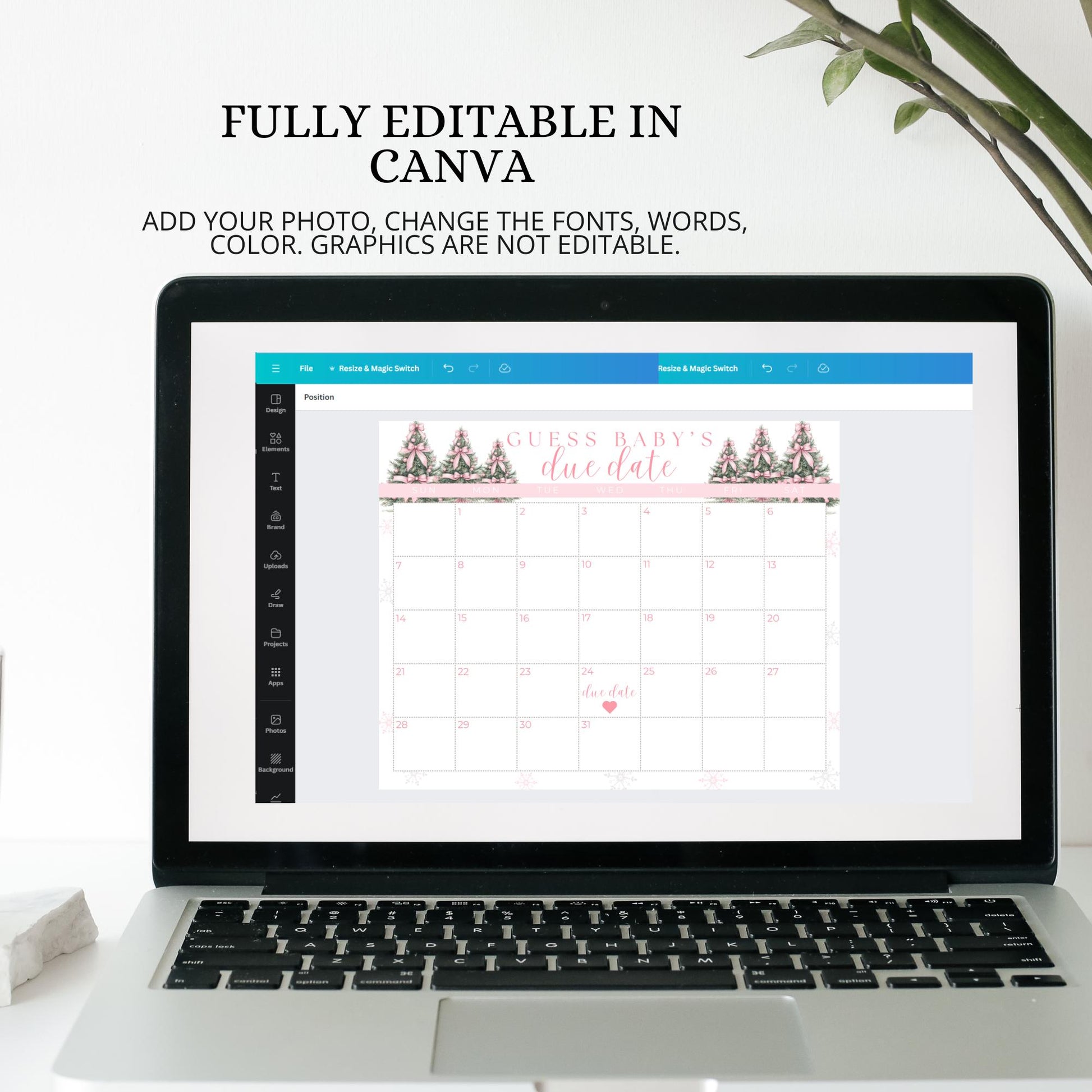 Pink Winter Wonderland Baby Shower Guess the Due Date Sign Editable Baby Shower Game Pink Bow Baby its Cold Outside Baby Shower Games Snow