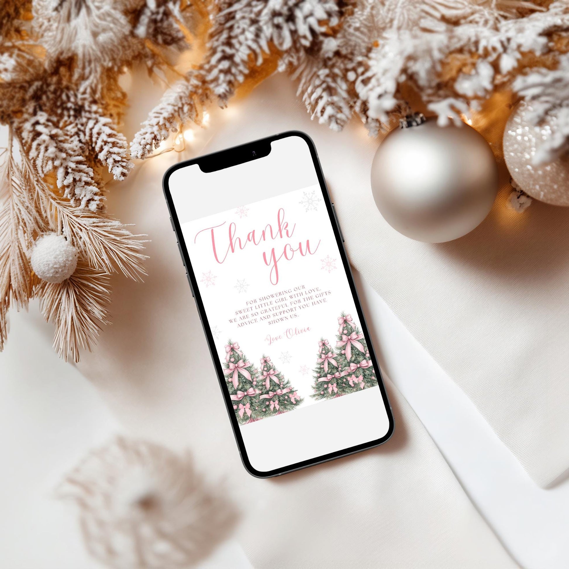 Pink Baby It's Cold Outside baby shower thank you card Winter Wonderland baby shower thank you tag A little snowflake on the way Favor tag