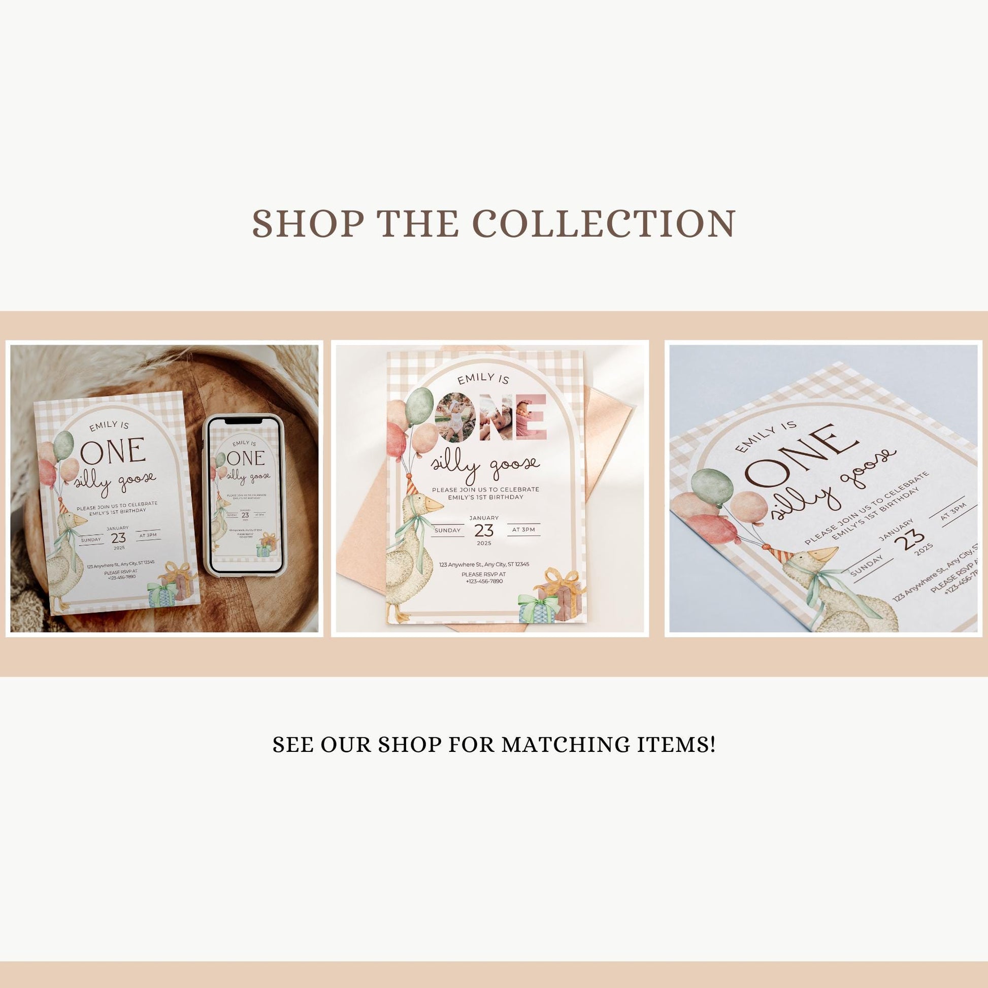 One Silly Goose Birthday Invitation Template | Canva Editable Digital Download Silly Goose Party Invite First Birthday Girl Boy 1st Birthday