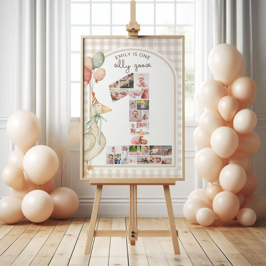 One Silly Goose Birthday Invitation Template | Canva Editable Digital Download Silly Goose Party Invite First Birthday Girl Boy 1st Birthday