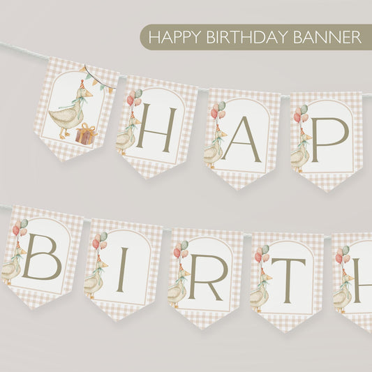One Silly Goose First Birthday Party Sign Happy Birthday Banner Goose 1st Birthday Bunting Nursery Rhyme Birthday Party Bunting  Decor
