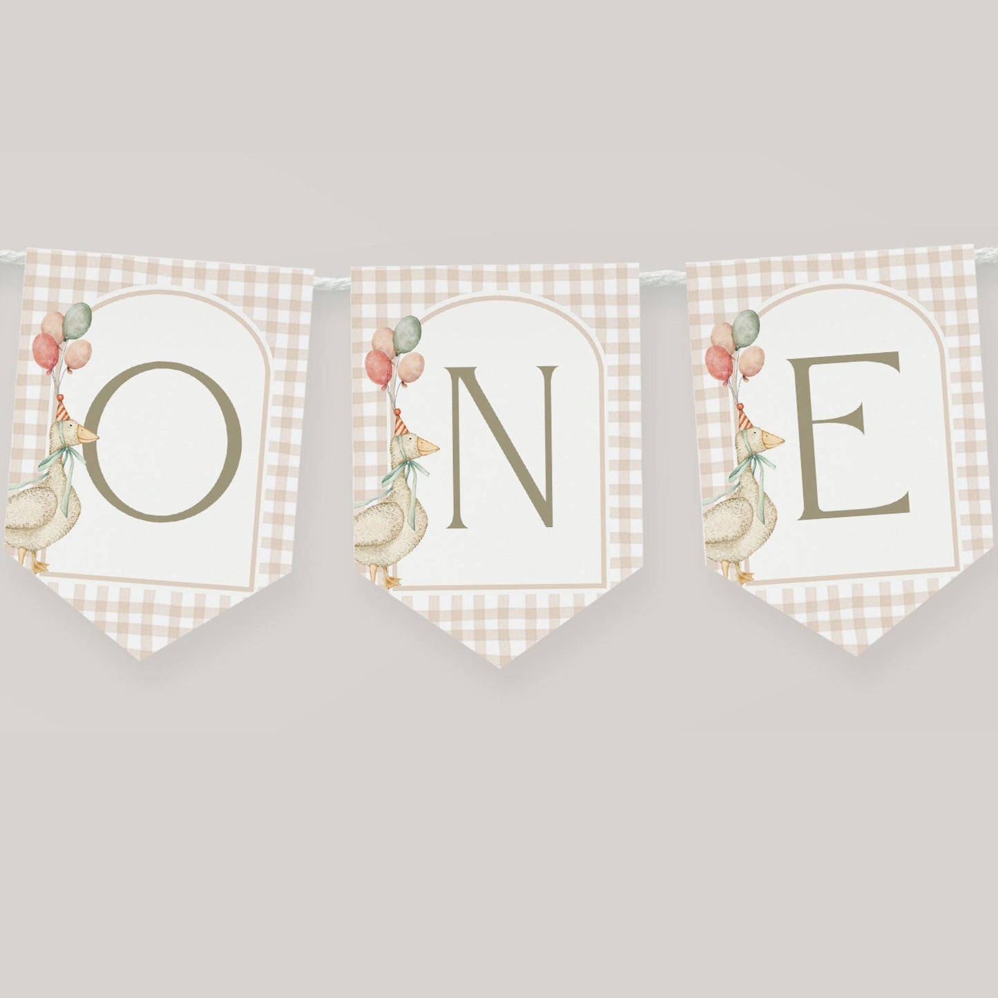 Goose Birthday, First Birthday High Chair Banner, ONE