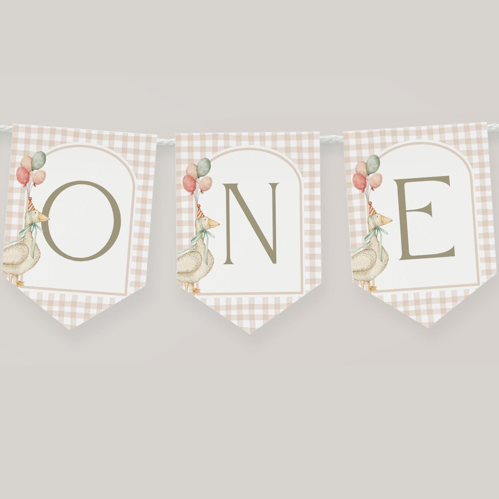 Goose Birthday, First Birthday High Chair Banner, ONE