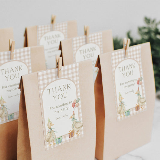 One Silly Goose Birthday Favor Thank You Tag Template Download Goose Theme First Birthday Party Printable Favor Gift Tag 1st Birthday