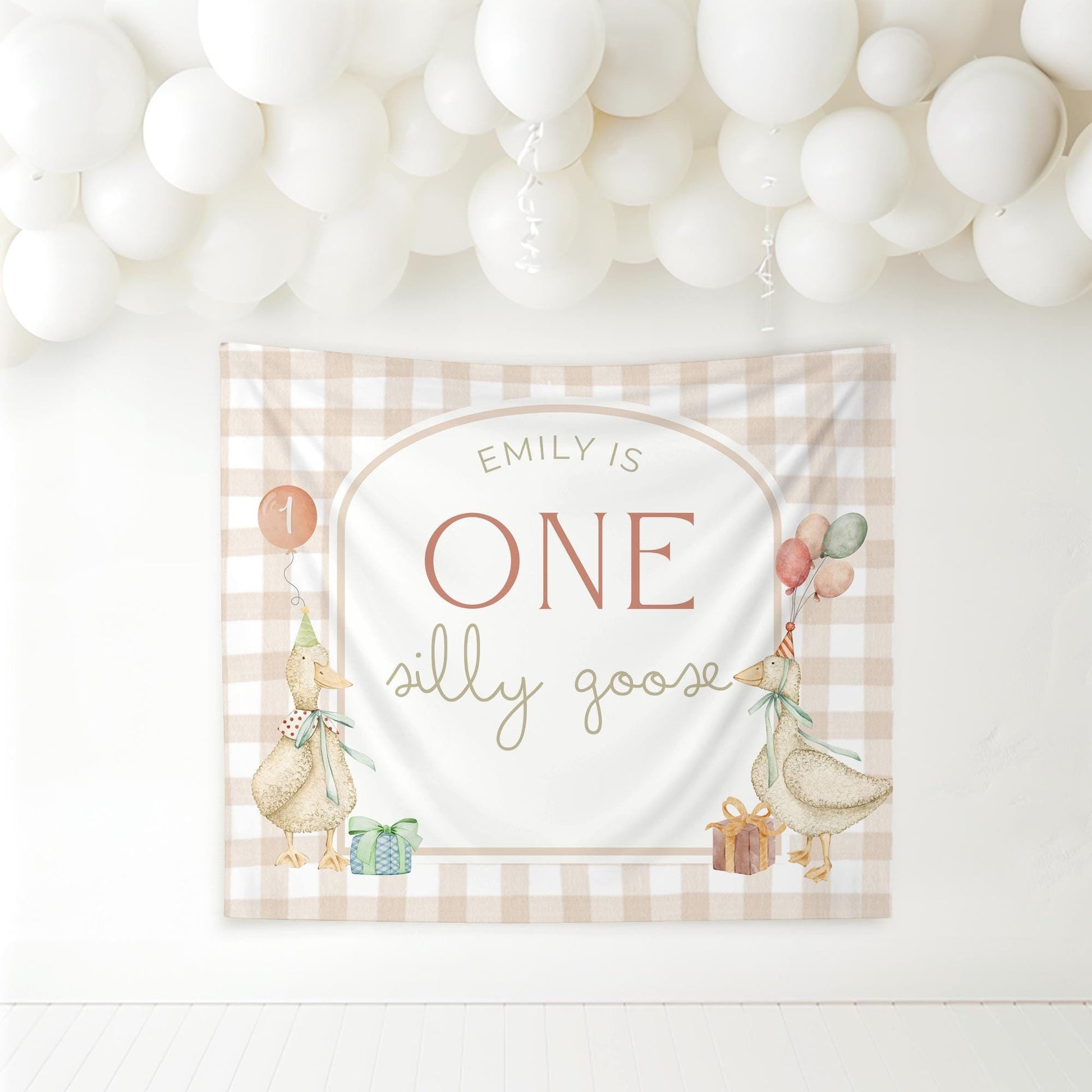 One Silly Goose Birthday Personalized Banner 1st Birthday Silly Goose Party Decor Photo Backdrop Goose Custom Banner First Birthday Ideas
