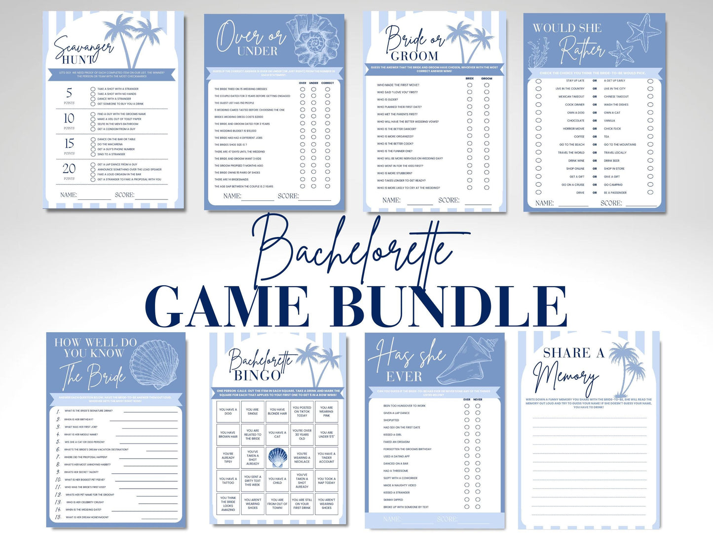 Last Toast on the Coast Bachelorette Party Games Coastal Bachelorette Printable Bridal Party Party Games Coastal Cowgirl Beach bach