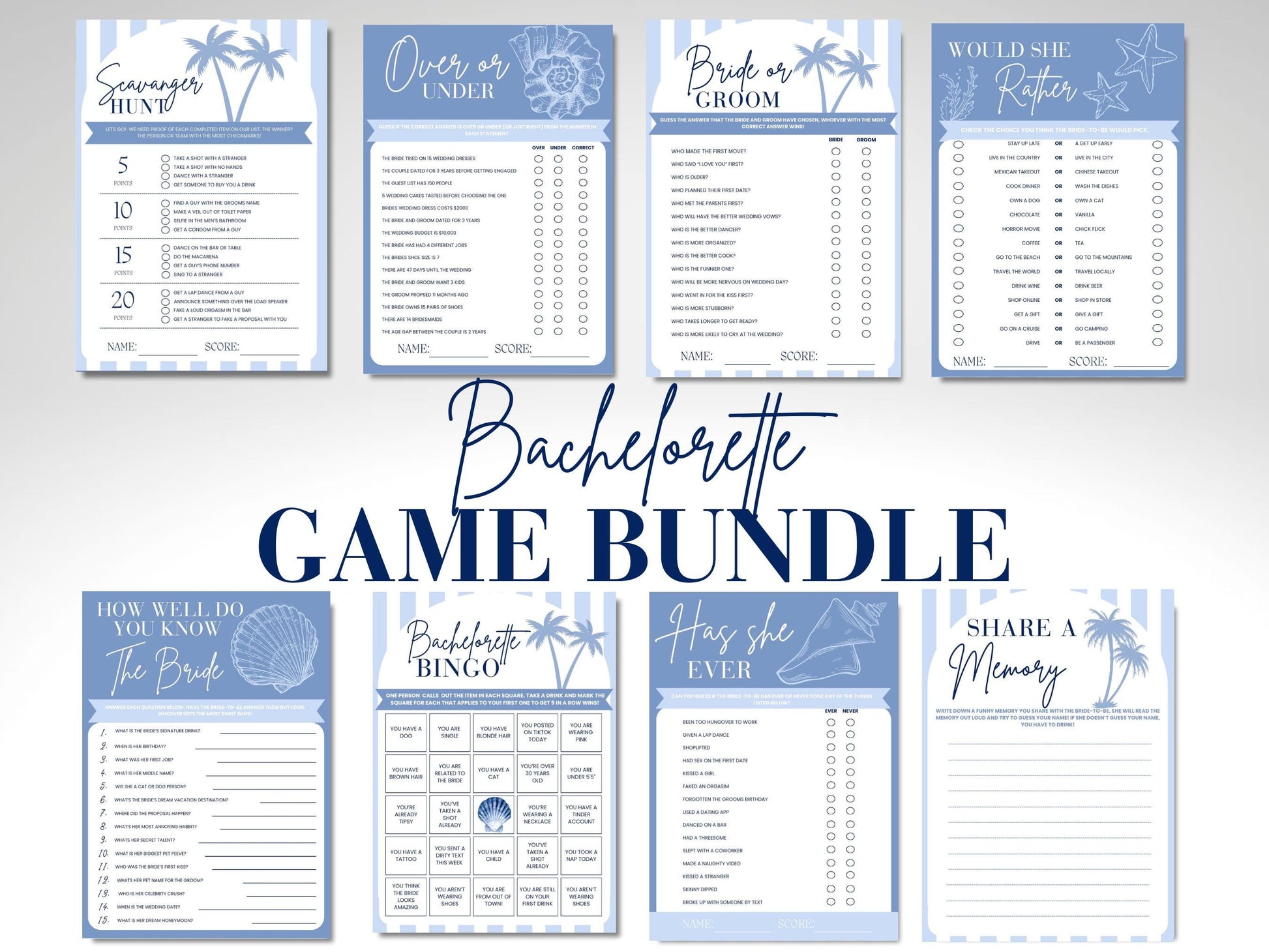 Last Toast on the Coast Bachelorette Party Games Coastal Bachelorette Printable Bridal Party Party Games Coastal Cowgirl Beach bach