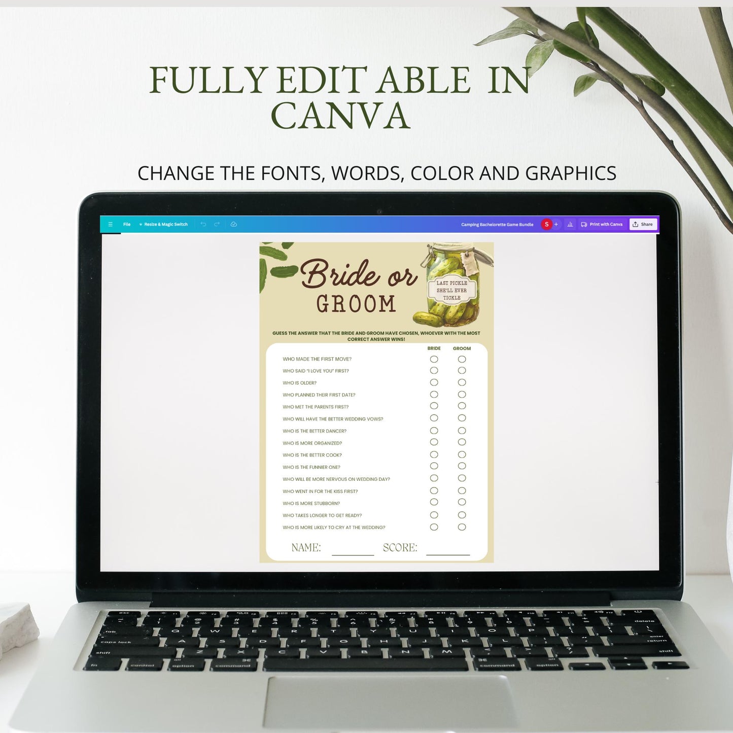 Last Pickle She'll ever Tickle Bachelorette Party Games Bundle Pickle Theme Party Editable Printable Game Bachelorette Drinking Game