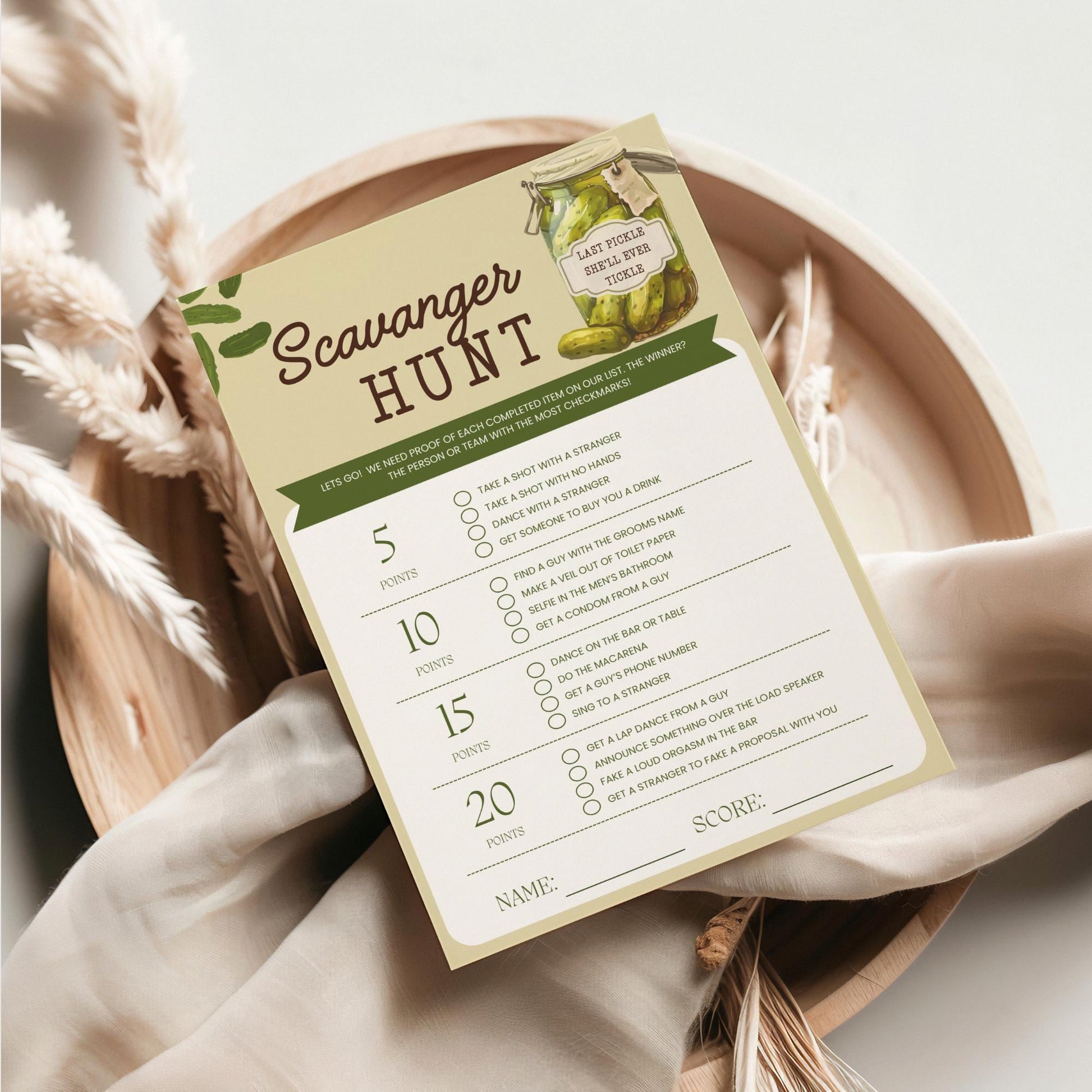 Last Pickle She'll ever Tickle Bachelorette Party Games Bundle Pickle Theme Party Editable Printable Game Bachelorette Drinking Game