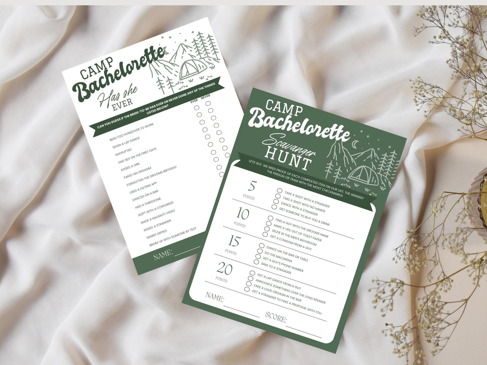 Camp Bachelorette Party Games Bundle Bachelorette Games Package Editable Printable Games Bachelorette Drinking Games Cabin Bachelorette