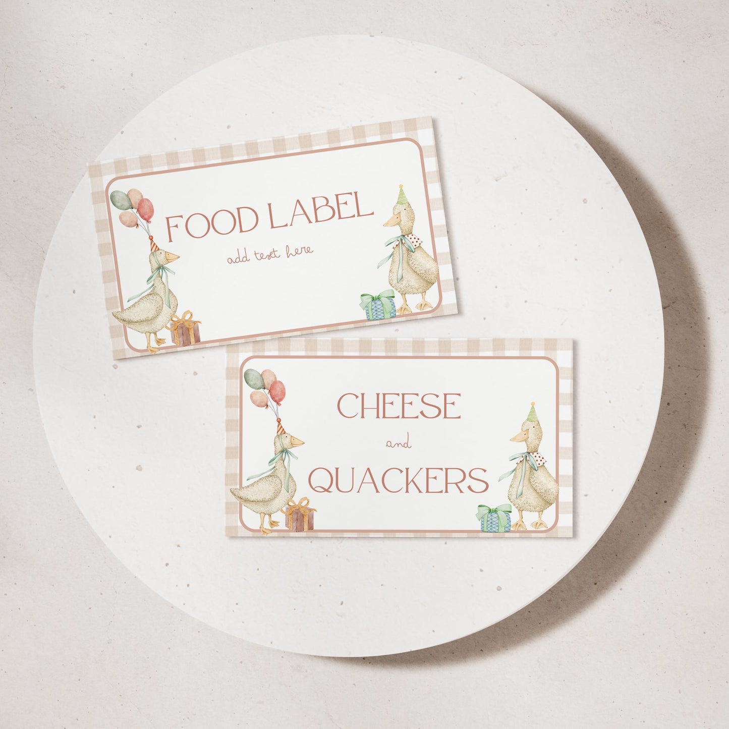 One Silly Goose Party Food Label Tent Card | Goose Party Buffet Dish Name Cards | Girl Goose 1st Birthday Printable Place Card Templates