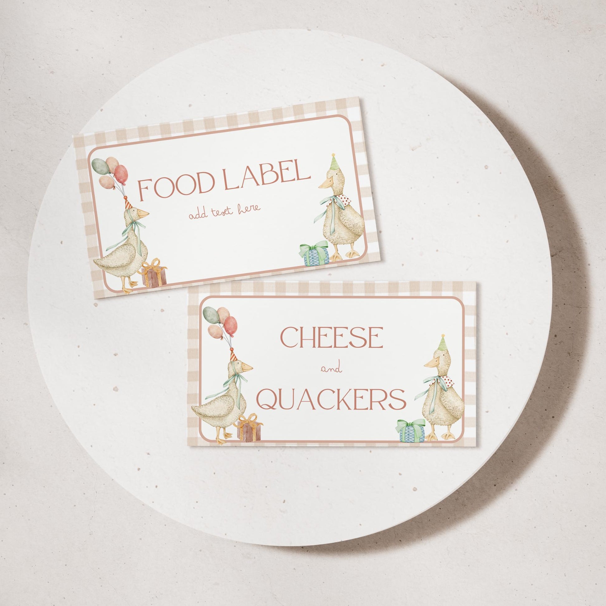 One Silly Goose Party Food Label Tent Card | Goose Party Buffet Dish Name Cards | Girl Goose 1st Birthday Printable Place Card Templates