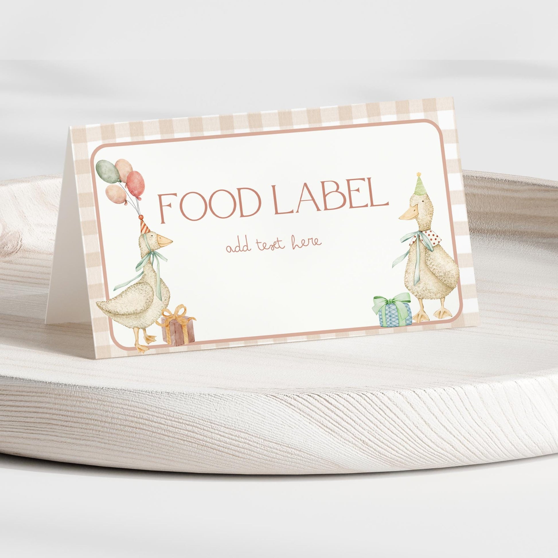 Silly Goose 1st Birthday Buffet Labels, Goose 1st Birthday Place Cards, First Birthday Food Labels, One Lucky Duck Birthday Boy, Editable