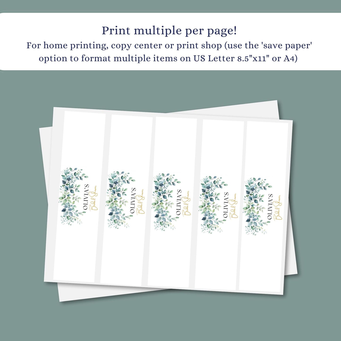 Greenery Water Bottle Labels Bridal Shower Water Bottle Label Printable Water Bottle Wraps Editable Bridal Shower Labels Eucalyptus decor