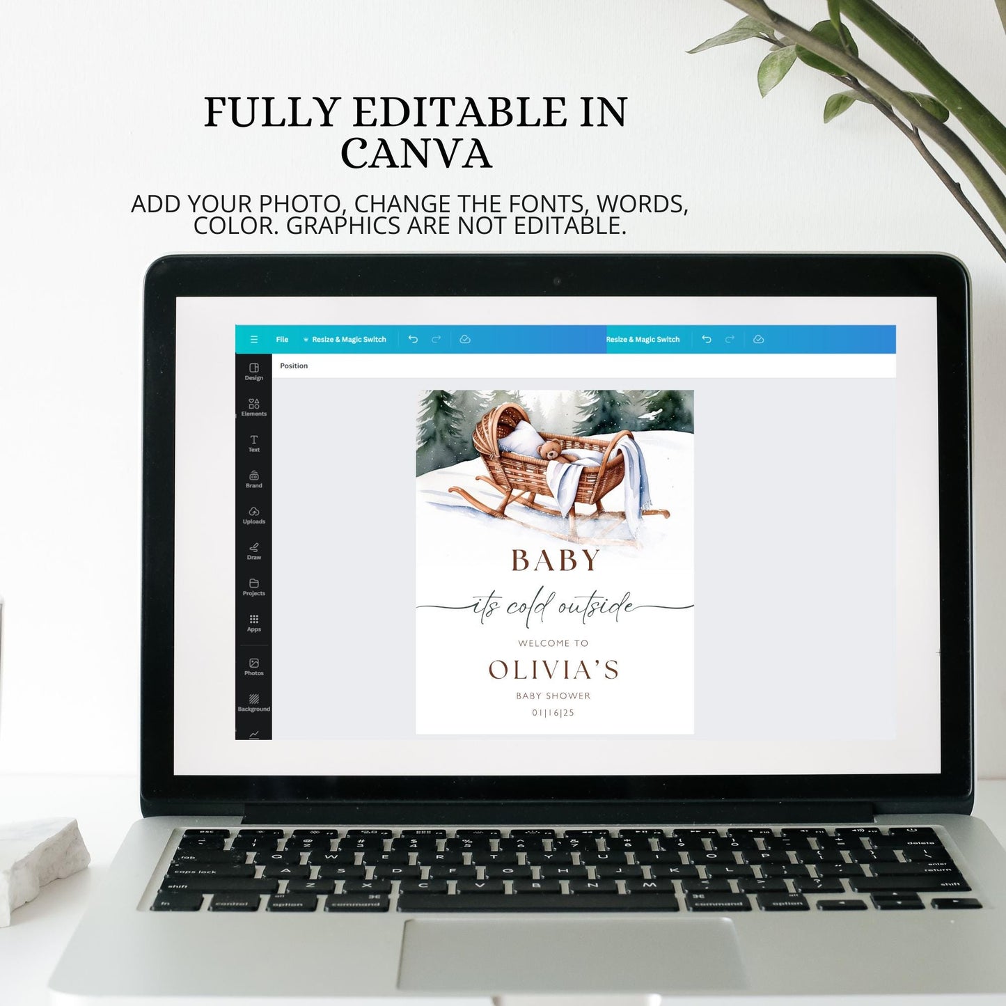 Baby its Cold Outside Baby Shower Welcome Sign Christmas Baby Shower Poster Winter Wonderland Baby Shower Sign Winter Teddy Bear