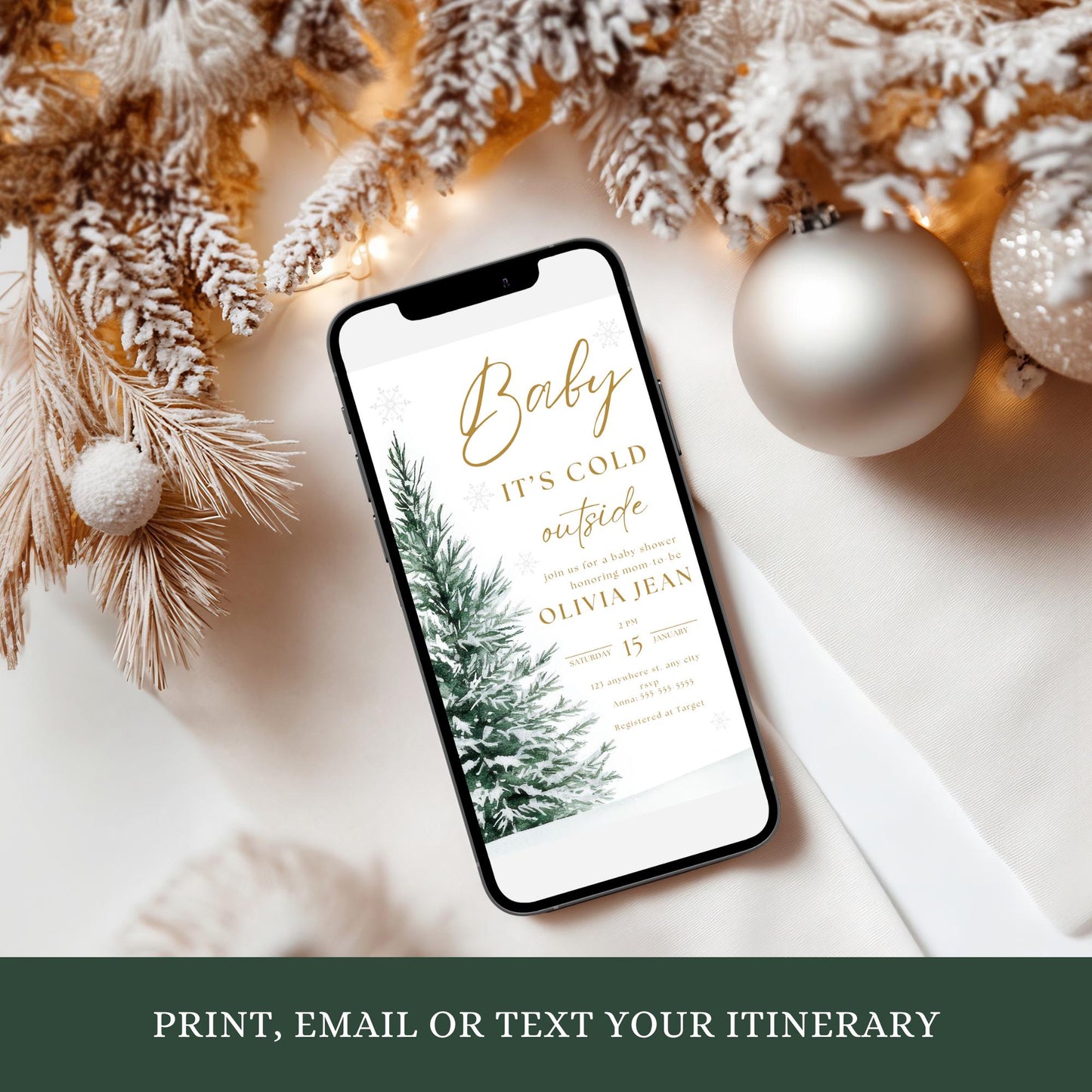 Baby Shower Invitation - Snowflake Winter Invite - Diaper Raffle Books for Baby