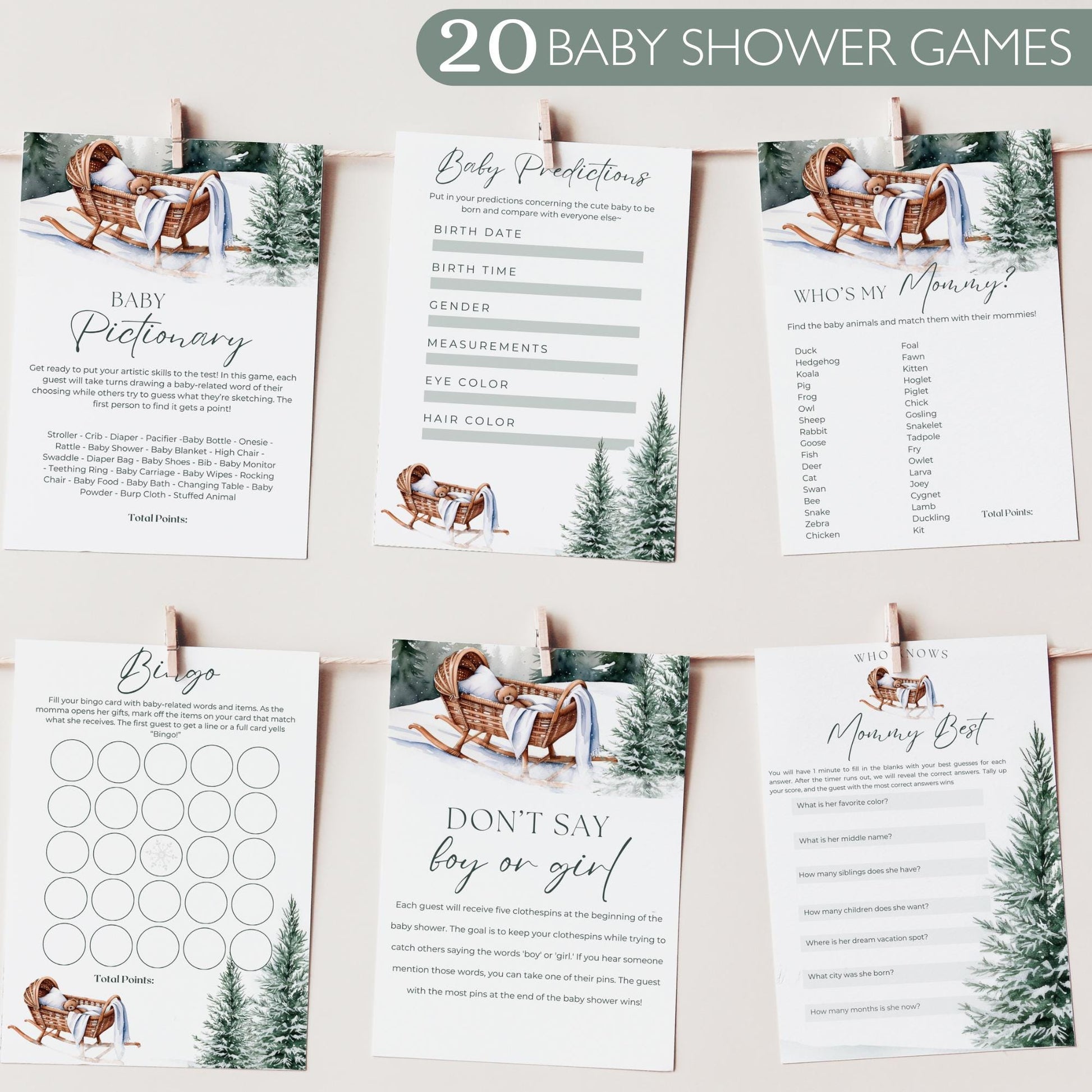 Winter Baby Shower Games Bundle Editable Templates Winter Wonderland Baby Shower Game Bundle Christmas Teddy Bear Baby Shower Gender Neutra