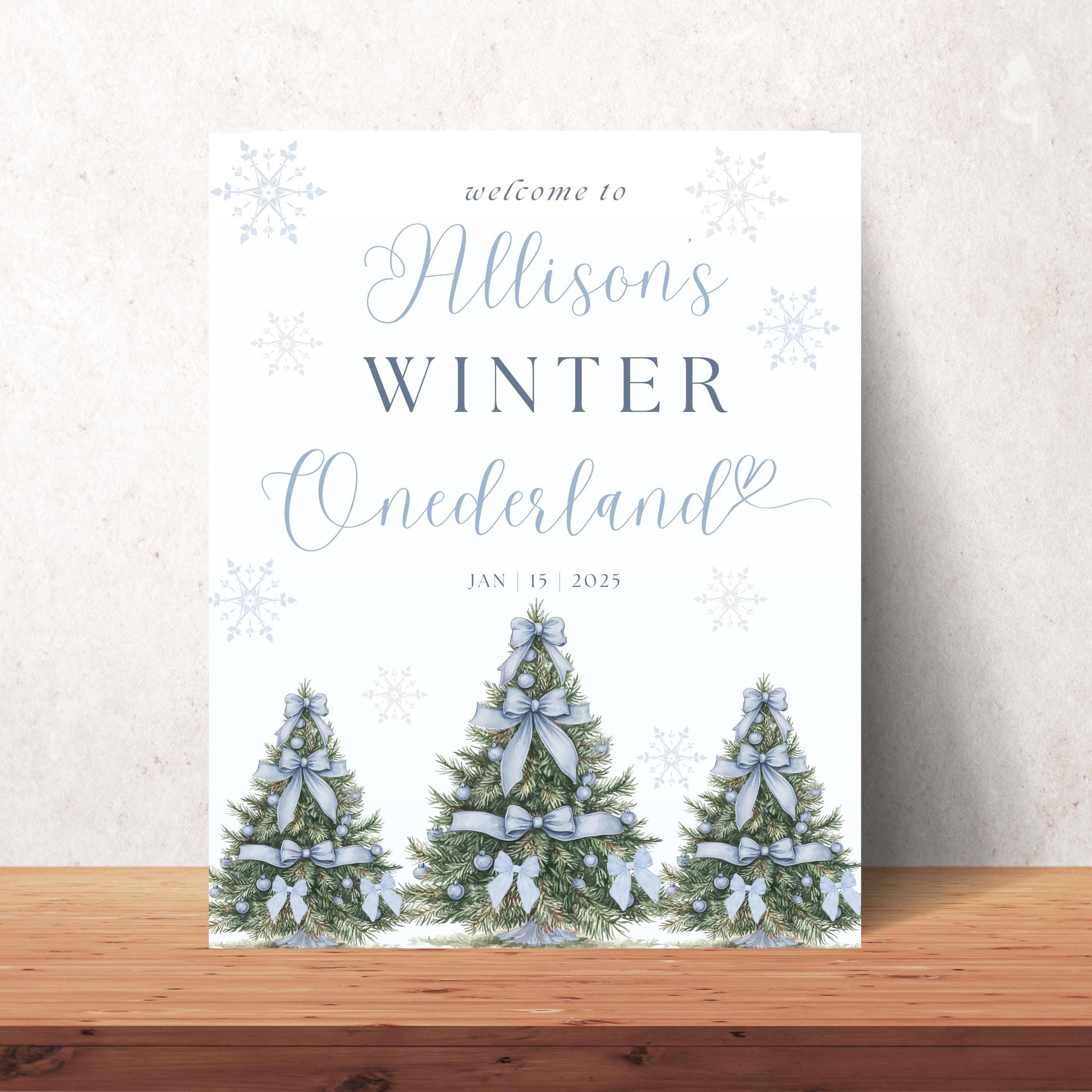 Editable Winter ONEderland Birthday Welcome Sign - First Birthday Decor - Snowy Theme - Boy or Girl
