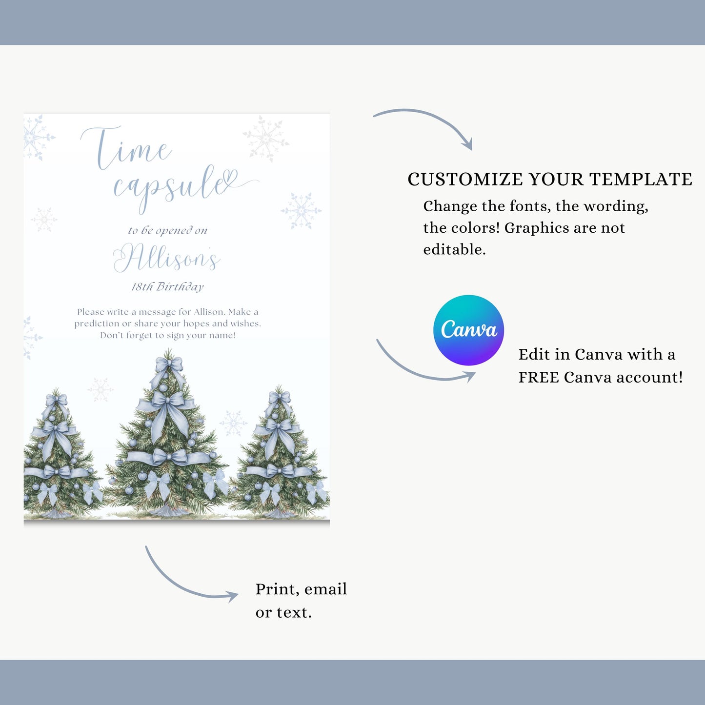 Winter Wonderland Time Capsule Sign - First Birthday - Editable Template - Digital Download