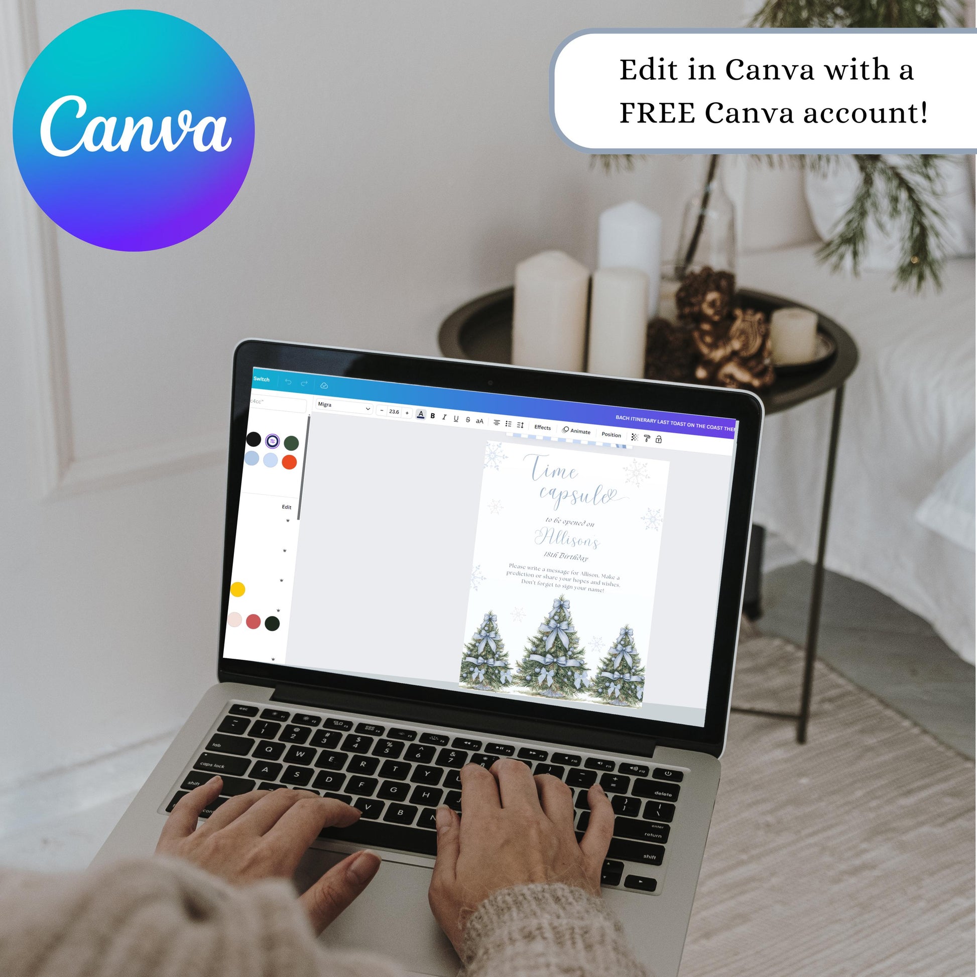 Editable Winter ONEderland Time Capsule - Snowflake Birthday Sign - Digital Download - Girl's First Birthday