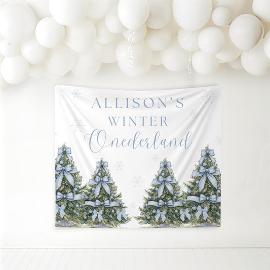 Winter Onederland Birthday Personalized Banner 1st Birthday Winter Wonderland Party Decor Photo Backdrop Winter Custom First Birthday