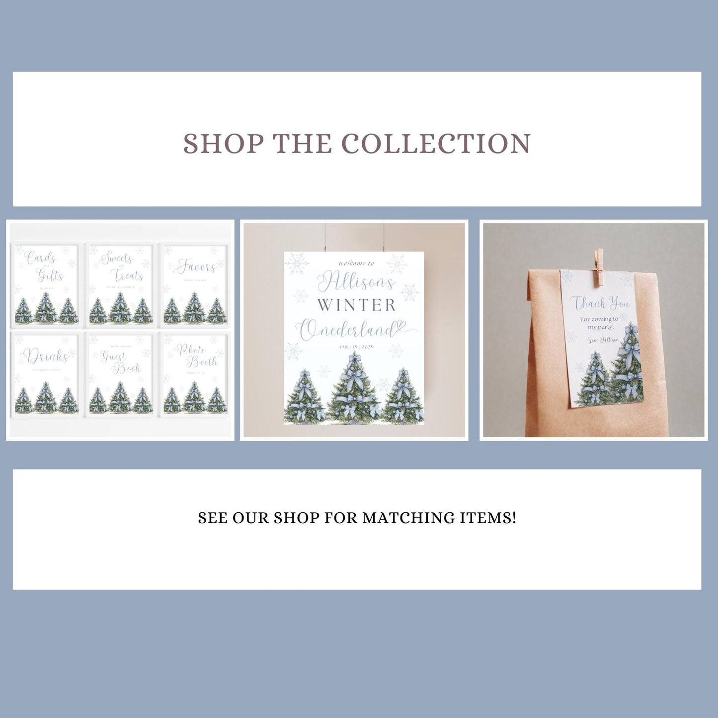 Winter ONEderland Food Label Winter Wonderland Label Printable Holiday Table Sign Snowflake Birthday Tent card Blue Bow Baby Shower