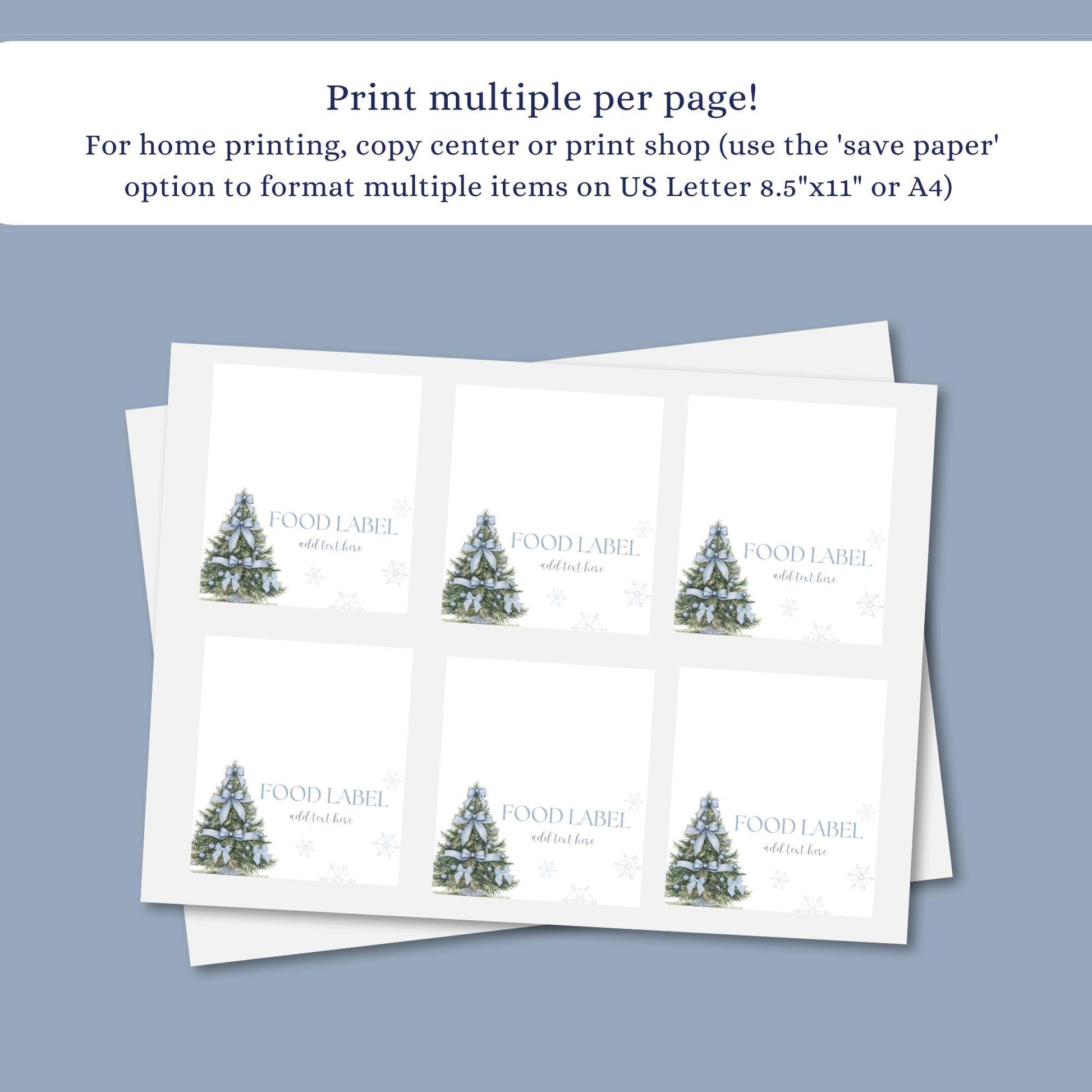 Winter ONEderland Food Label Winter Wonderland Label Printable Holiday Table Sign Snowflake Birthday Tent card Blue Bow Baby Shower