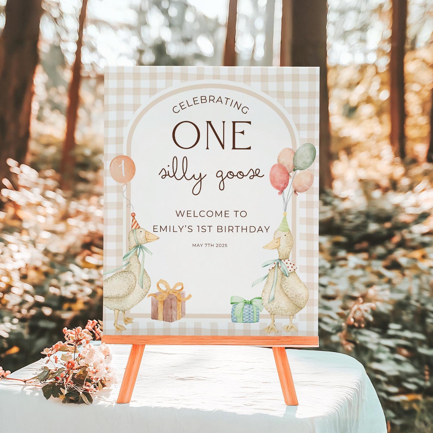 One Silly Goose Birthday Decor Editable Welcome Sign One Silly Goose Printable 1st Birthday Ideas Goose Theme Gender Neutral First Birthday