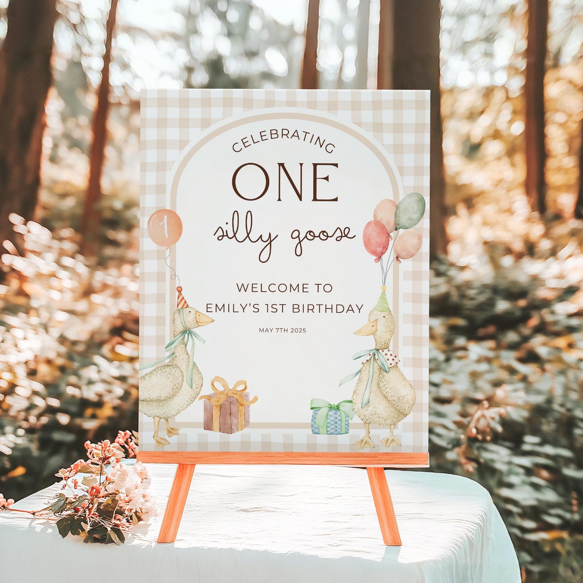 One Silly Goose Birthday Decor Editable Welcome Sign One Silly Goose Printable 1st Birthday Ideas Goose Theme Gender Neutral First Birthday
