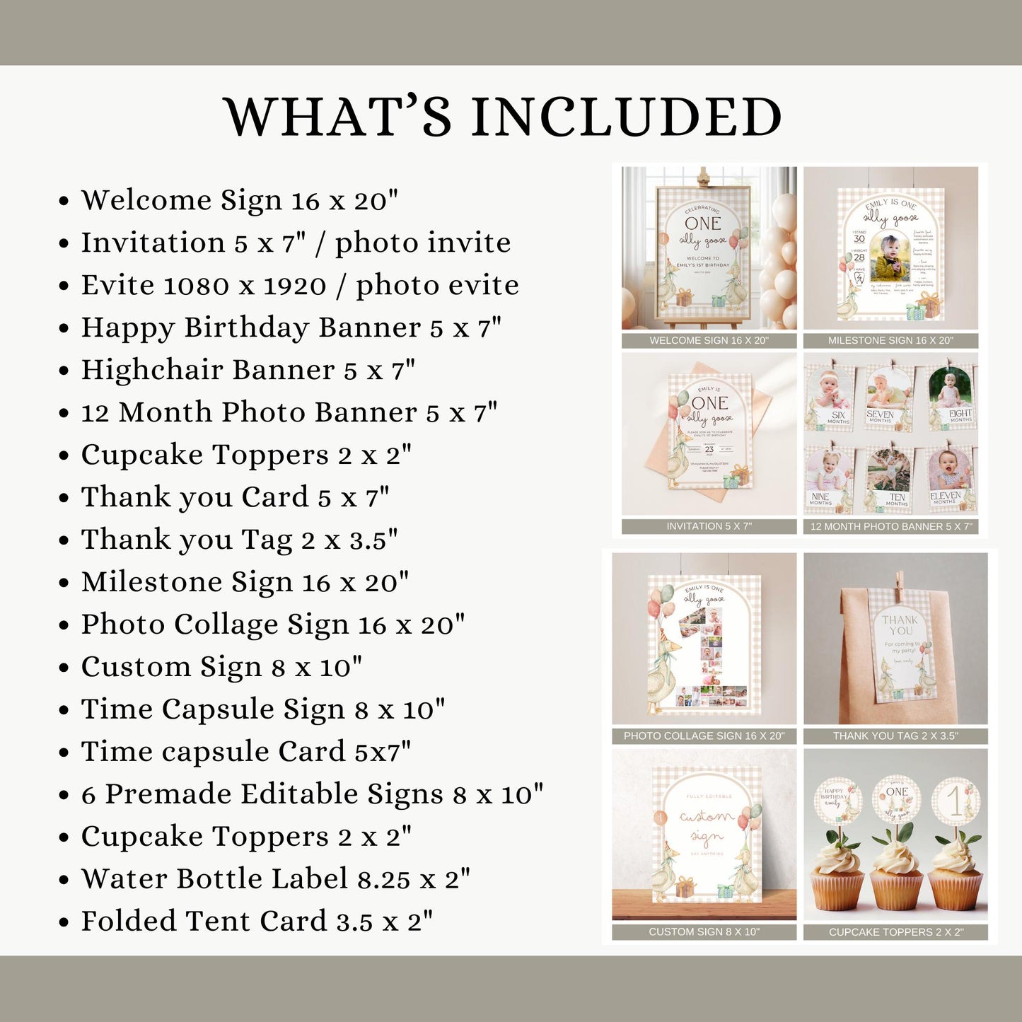 Silly Goose Party, Goose 1St Birthday, Silly Goose Birthday, 1St Birthday Bundle, Silly Goose Decor, Silly Goose Invite, Editable Template, One Lucky Duck, First Birthday Party, Canva Templates, Instant Download, Girls 1St Birthday Silly Goose Bundle