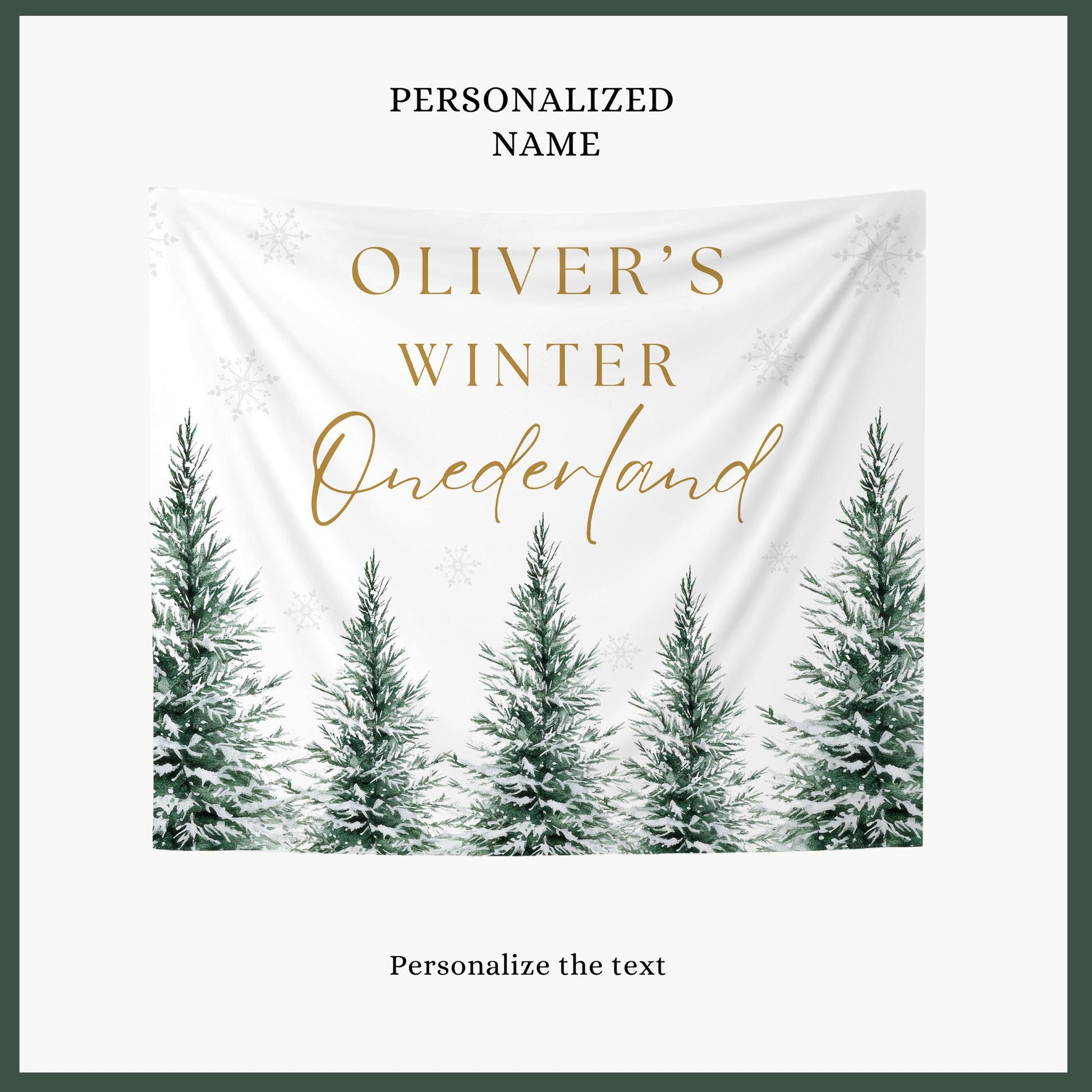 Winter Onederland Birthday Personalized Banner 1st Birthday Winter Wonderland Party Decor Backdrop Winter Custom Snowflake First Birthday