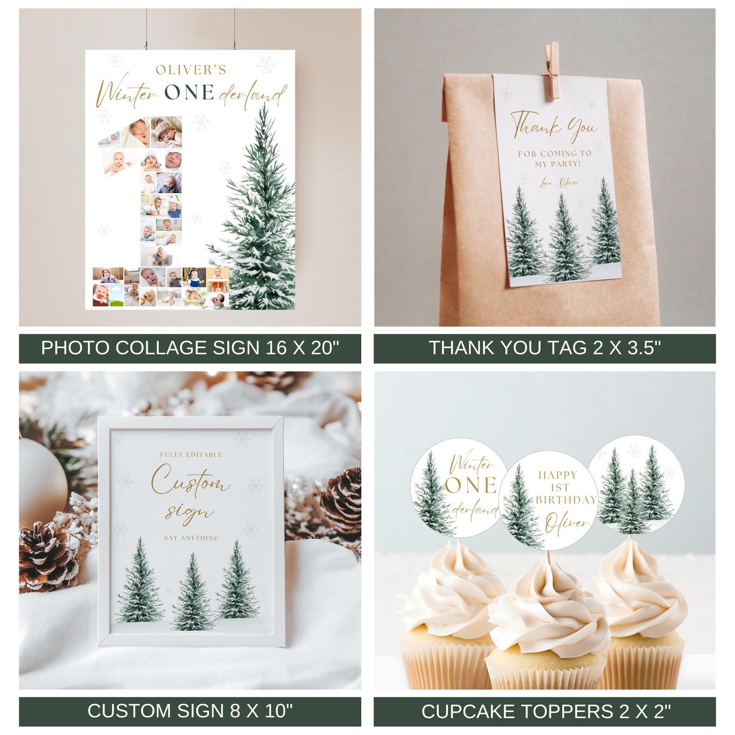 Winter ONEderland Birthday Party Bundle - Snowflake Decor - First Birthday Invitations - Holiday Theme