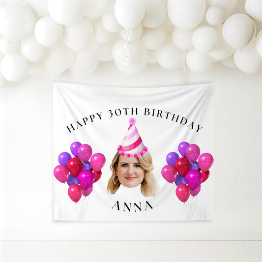 Custom Face Birthday Banner with Photo Birthday Sign Big Head Funny Birthday Decor 30th Birthday Banner with Name Custom Face Cutout