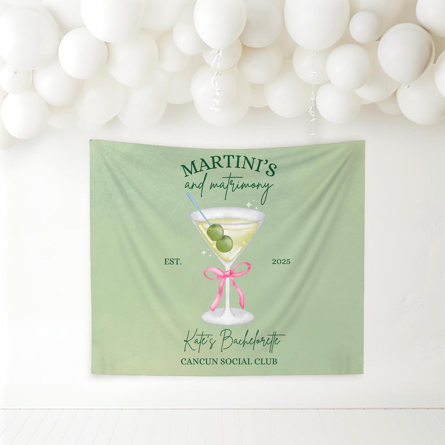 Martinis and matrimony bachelorette Party Banner Tinis and Weenies Decor Bikinis and Martinis Hen do Sign bridal shower bach decorations