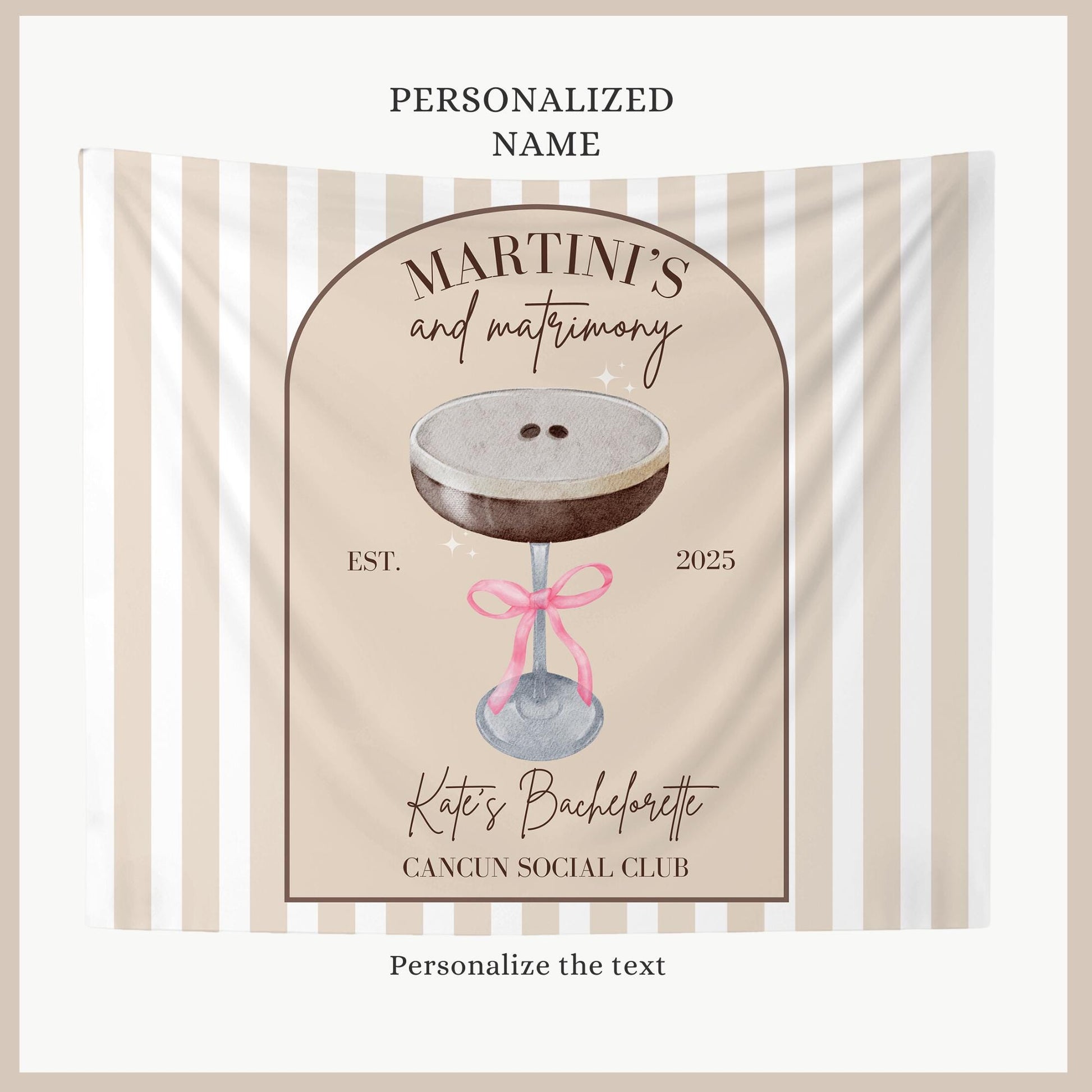 Espresso Martini Bachelorette Party Banner martini social club personalized decor sign Martini Bach Backdrop Espresso Martini with Pink Bow