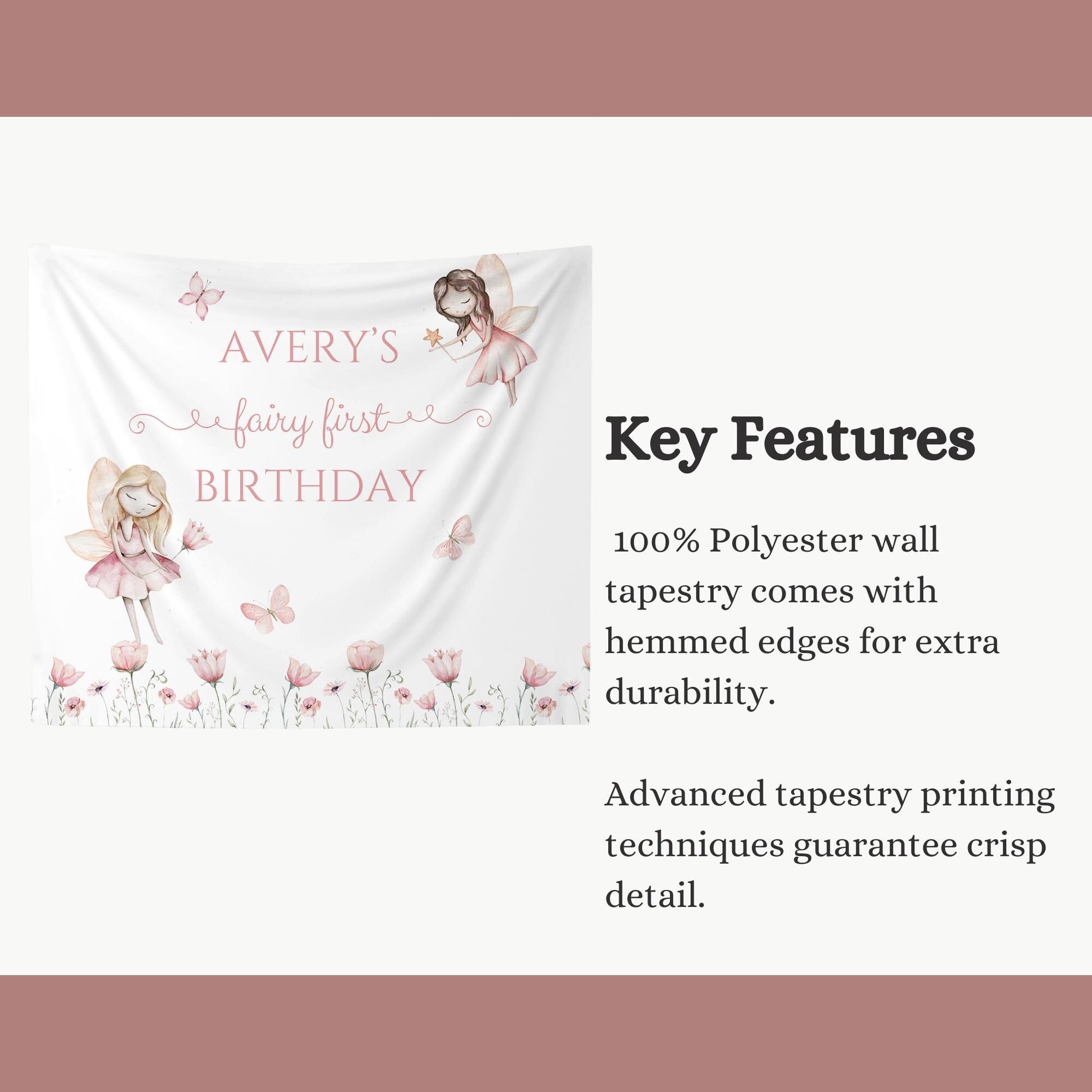 Fairy First Birthday Personalized Banner 1st Birthday Wildflower Fairy Garden Party Decor Backdrop Little Fairy turning One party sign